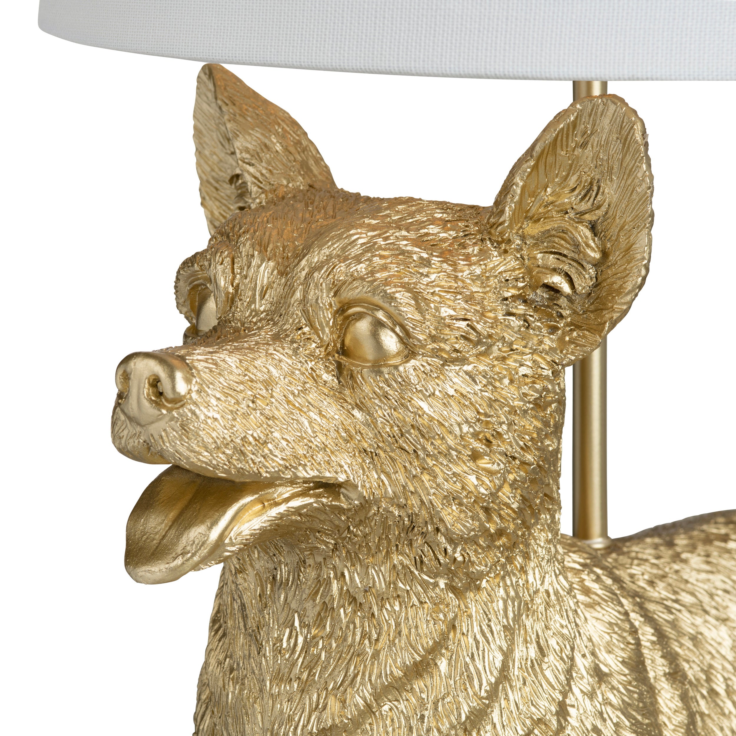 Gold Resin Corgi Dog Table Lamp With Shade