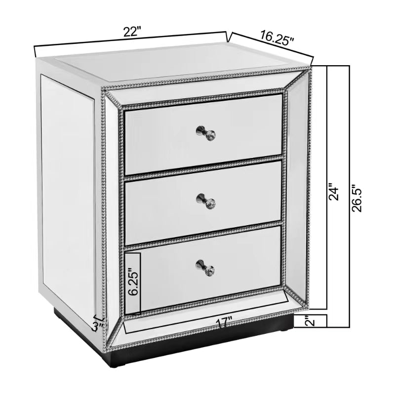 3-Drawer Cabinet with Crystal Handle
