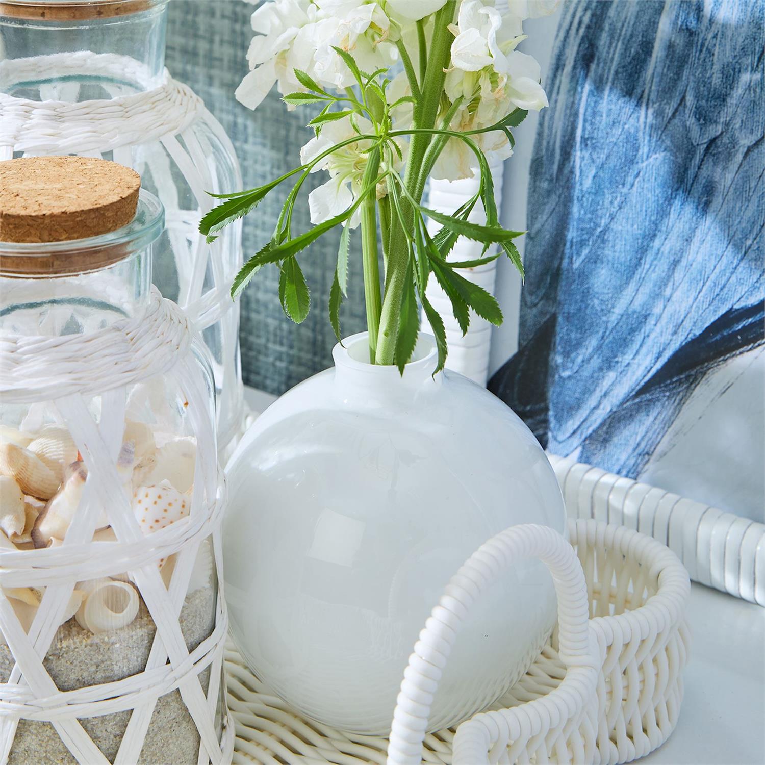 Milky White Glass Vases, Set of 5