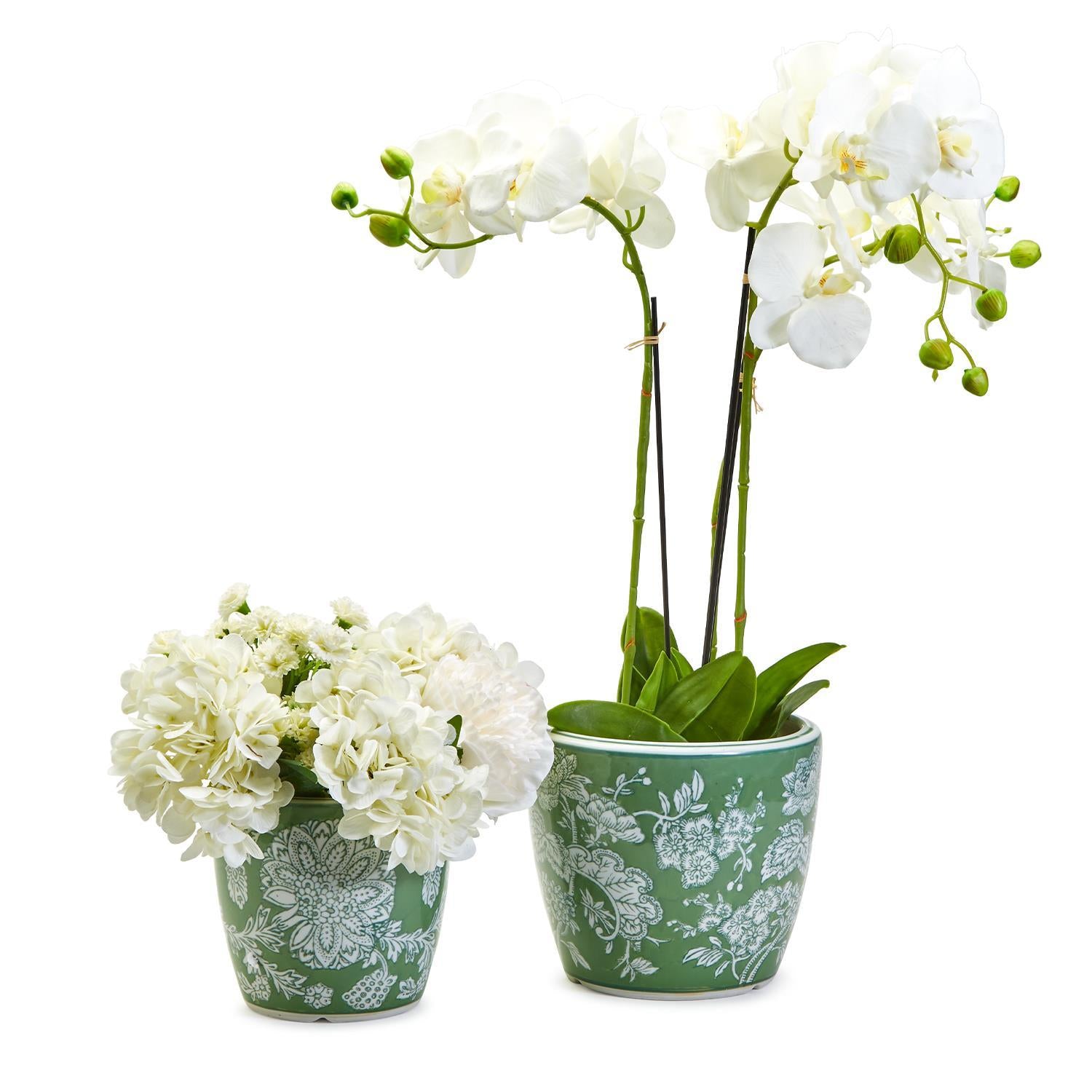 Countryside Hand-Painted Cachepot / Planter, Set of 2