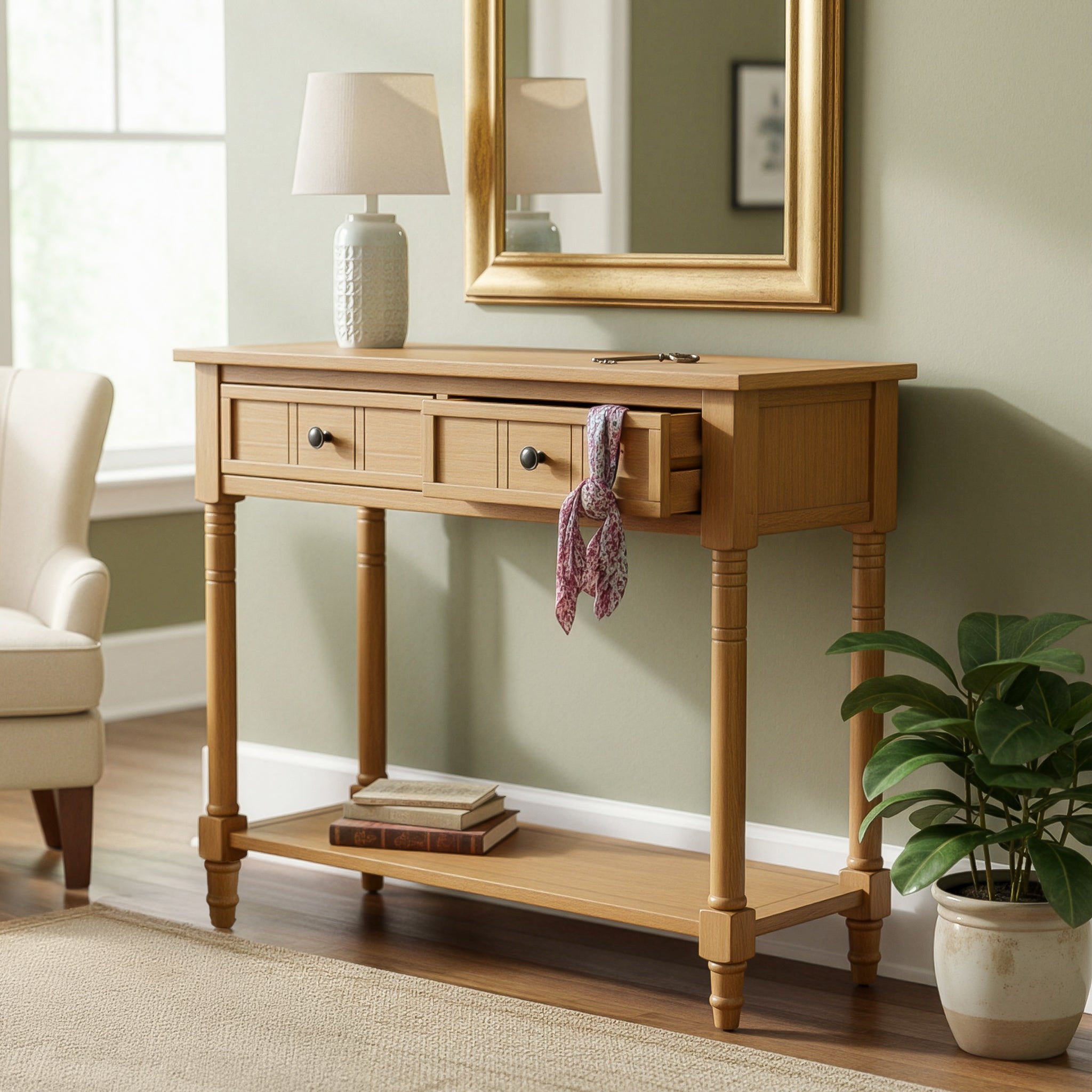Daisy Traditional Console Table Design with Two Drawers