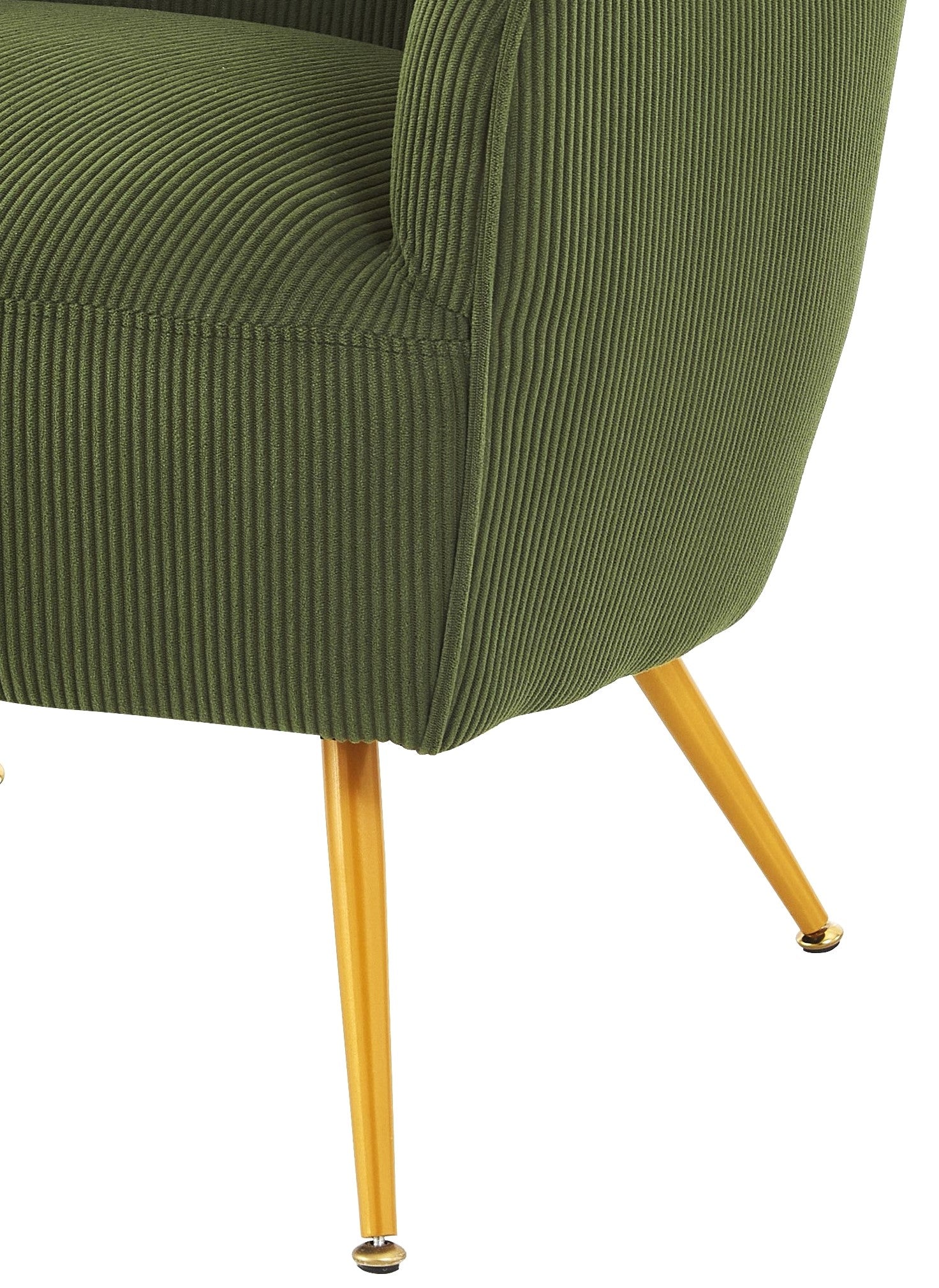 Corduroy Accent Chair with Gold Metal Legs, Modern Upholstered Armchair, Comfy Barrel Chair for Living Room Bedroom