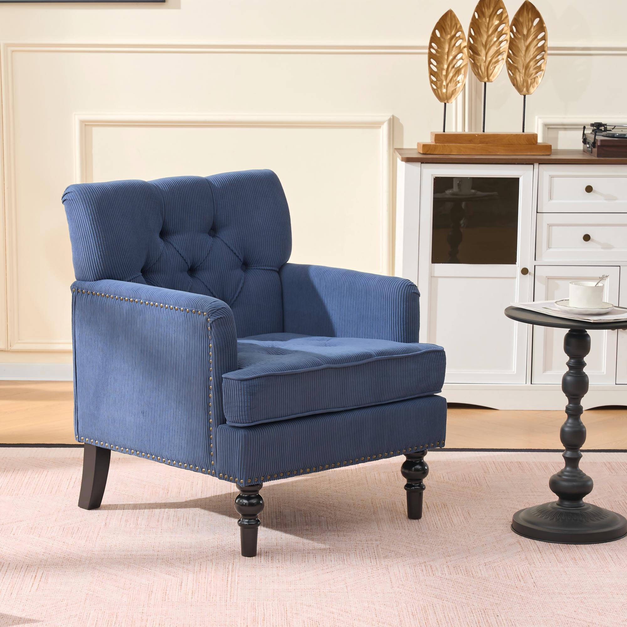Upholstered Button-Tufted Club Accent Chair