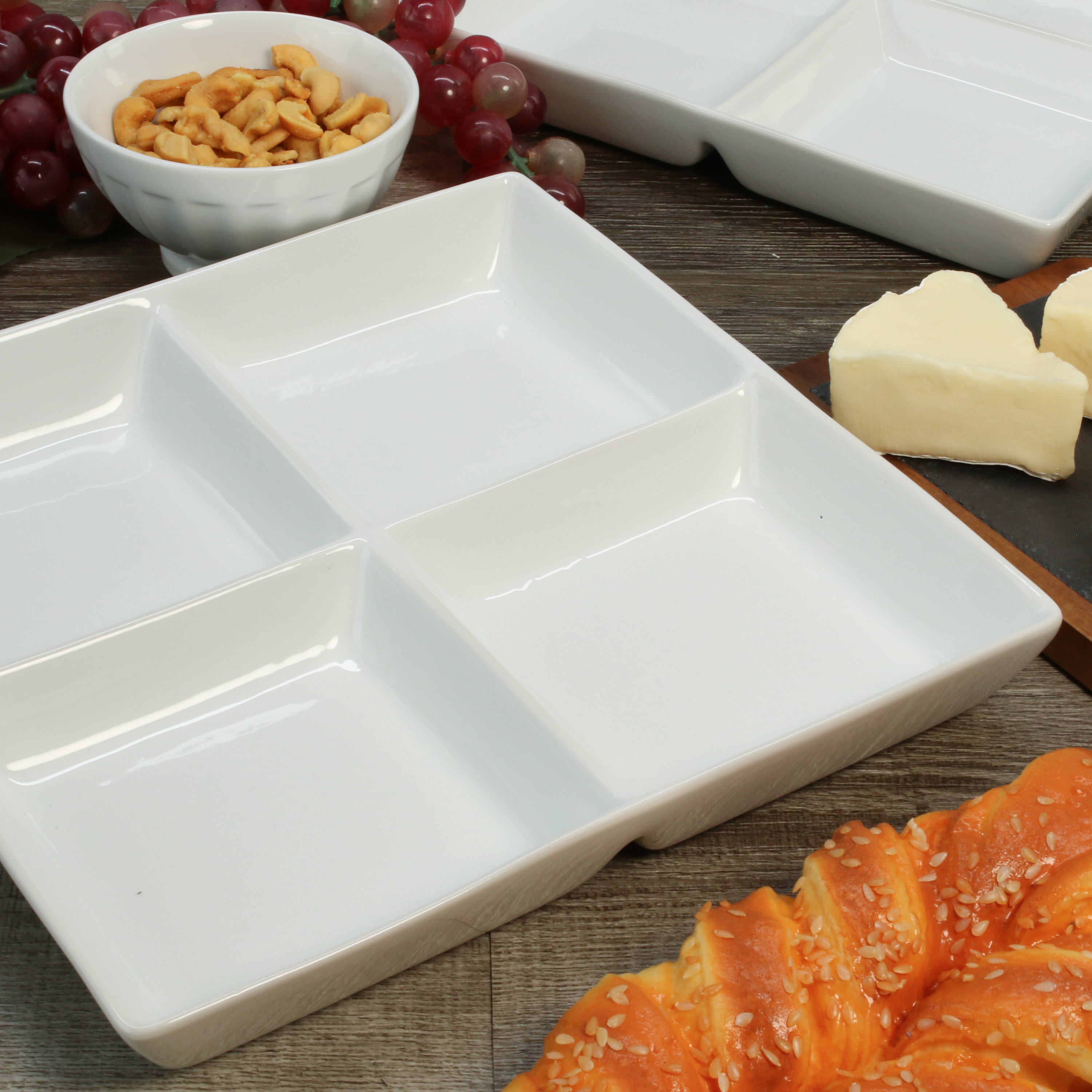 Square Divided Dish 10 oz, Set of 2