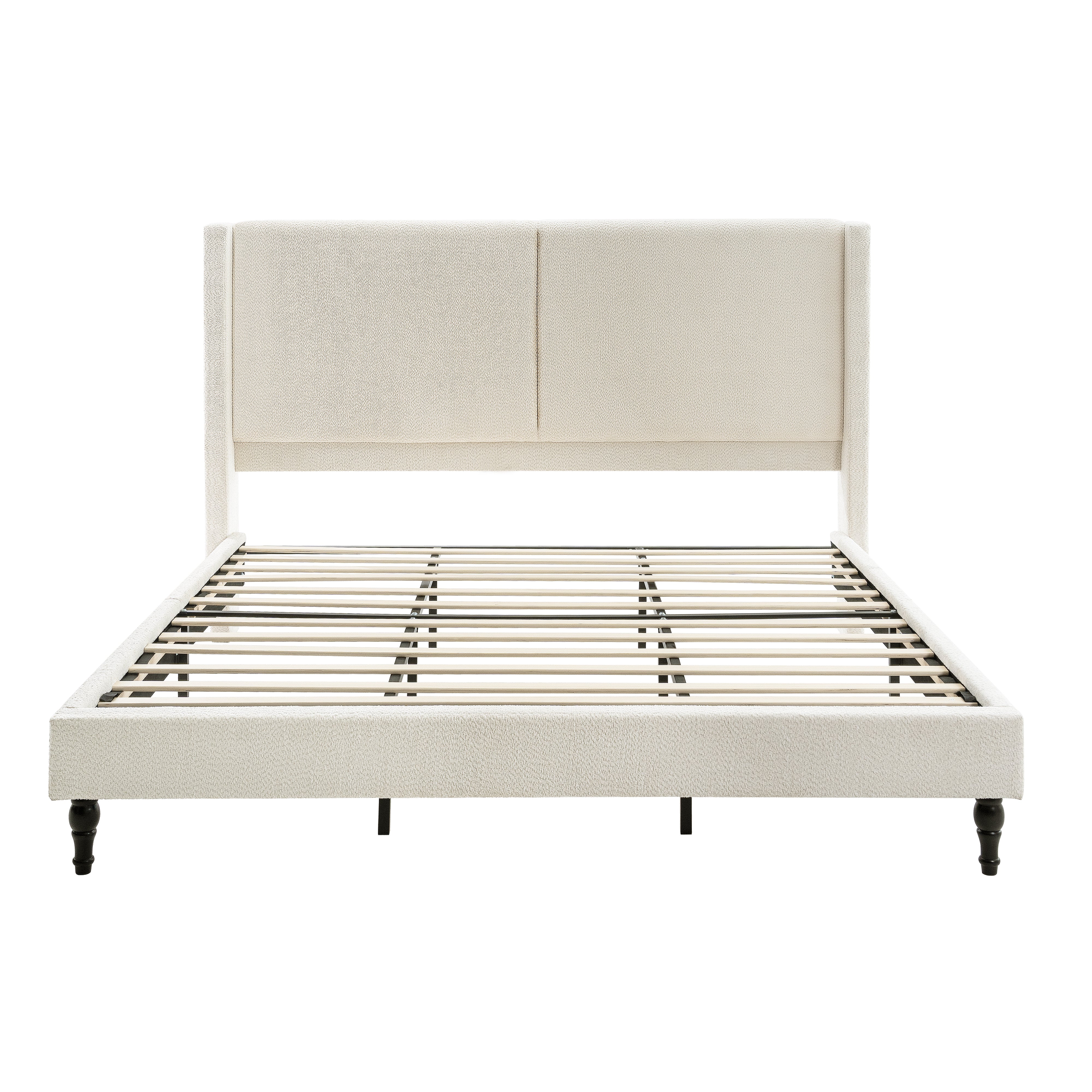 Bed Frame with 55.5"High Back Boucle Upholstered Headboard