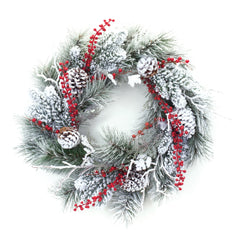 Snowy Pine Berry Wreath 23"