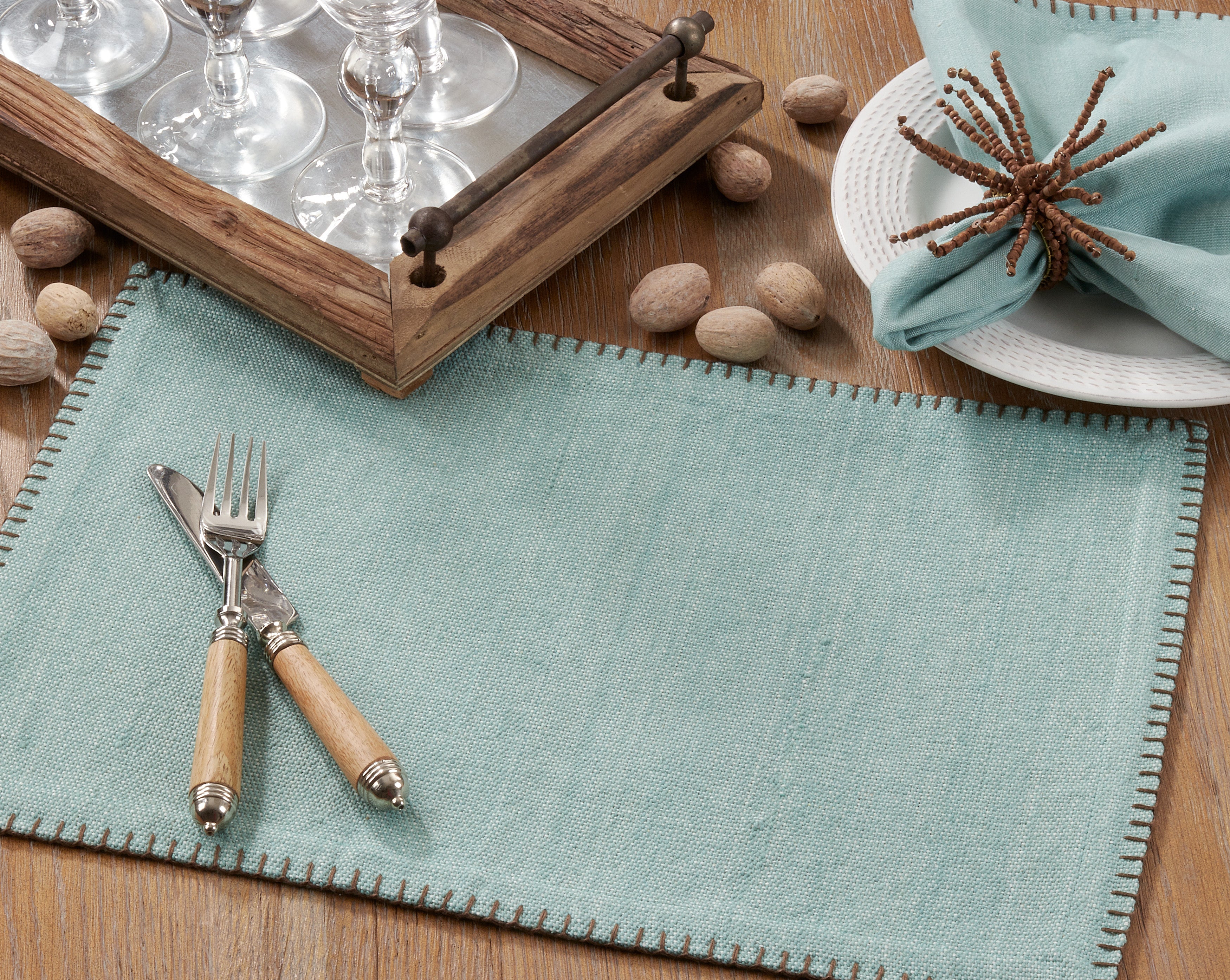 Whip Stitched Design Placemat, Set of 4