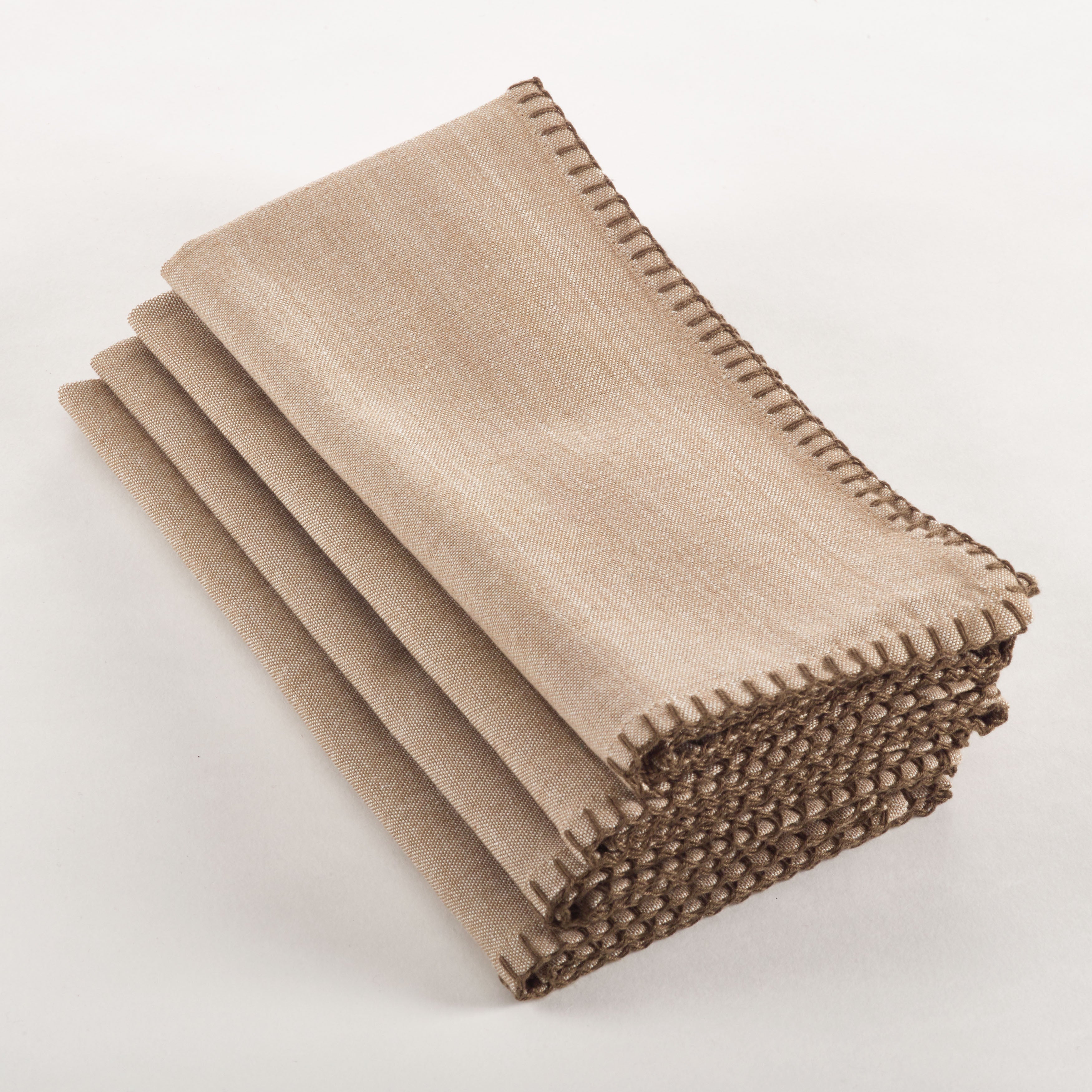 Whip Stitched Design Napkin, Set of 4