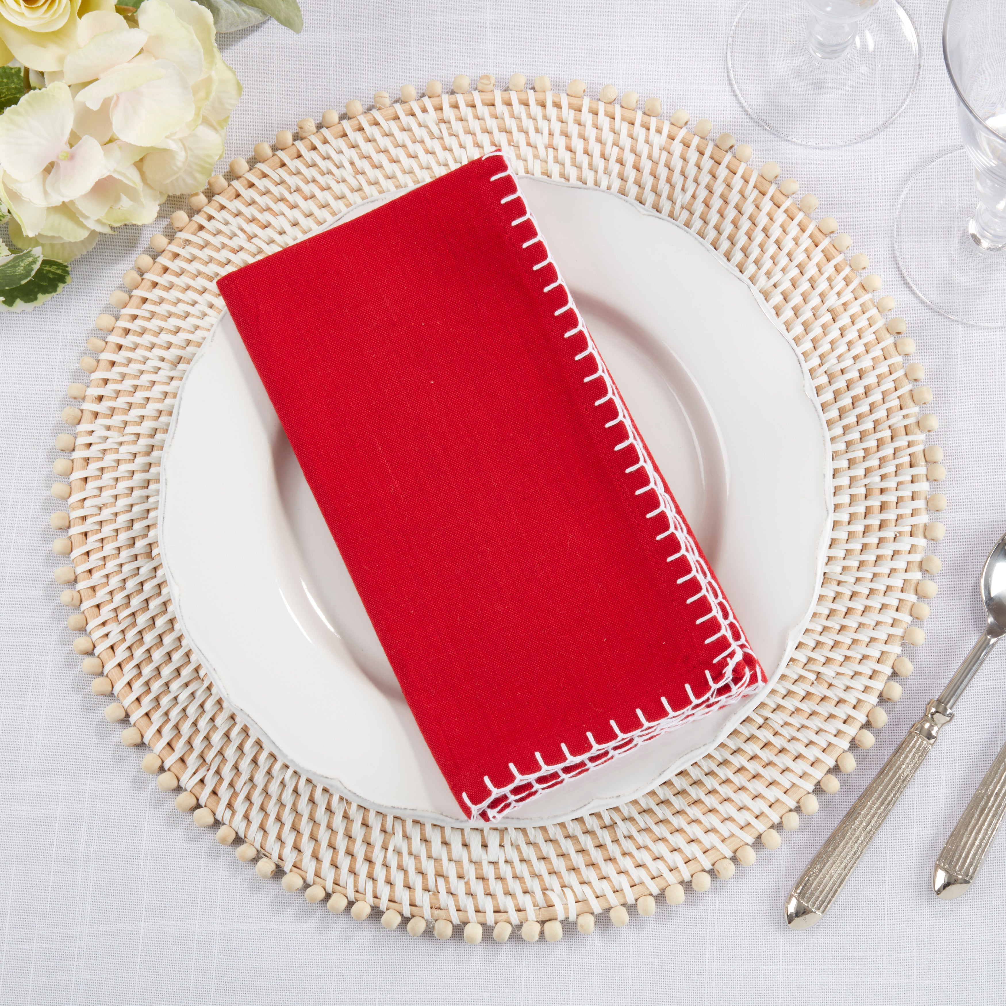 Whip Stitched Design Napkin, Set of 4