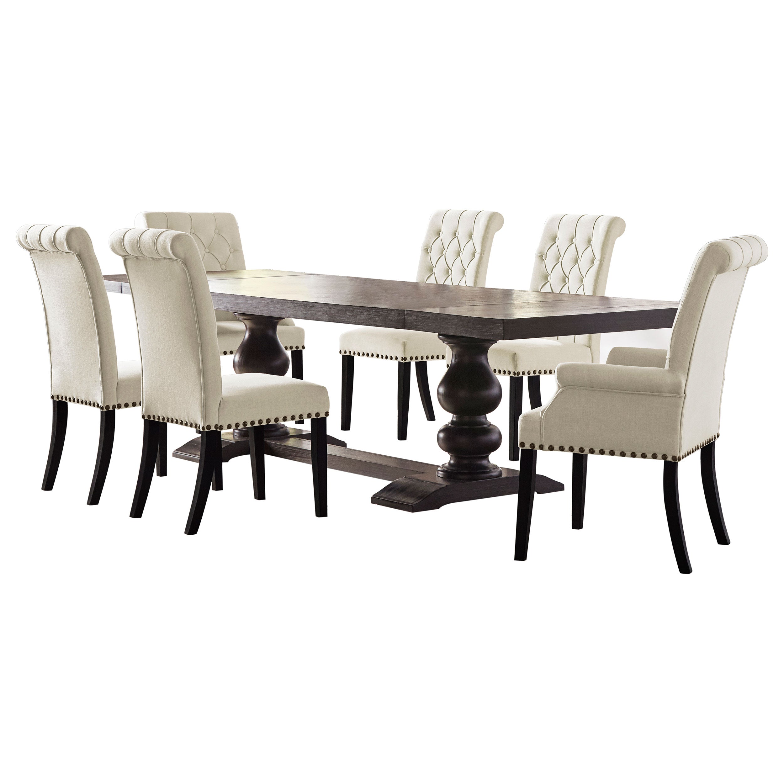 Vallerie Antique Noir and Beige Black 5-Piece Dining Set