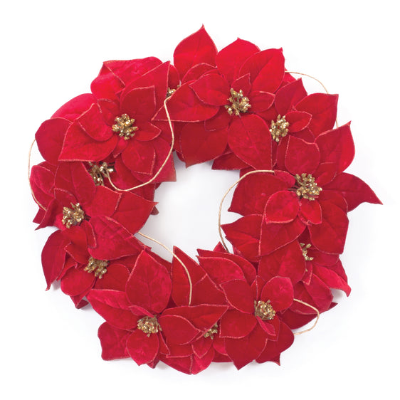 Holiday Poinsettia Flower Wreath 20.5"- Red