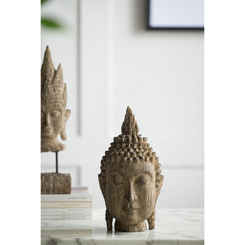 Meditating Buddha Head Sculpture, Large