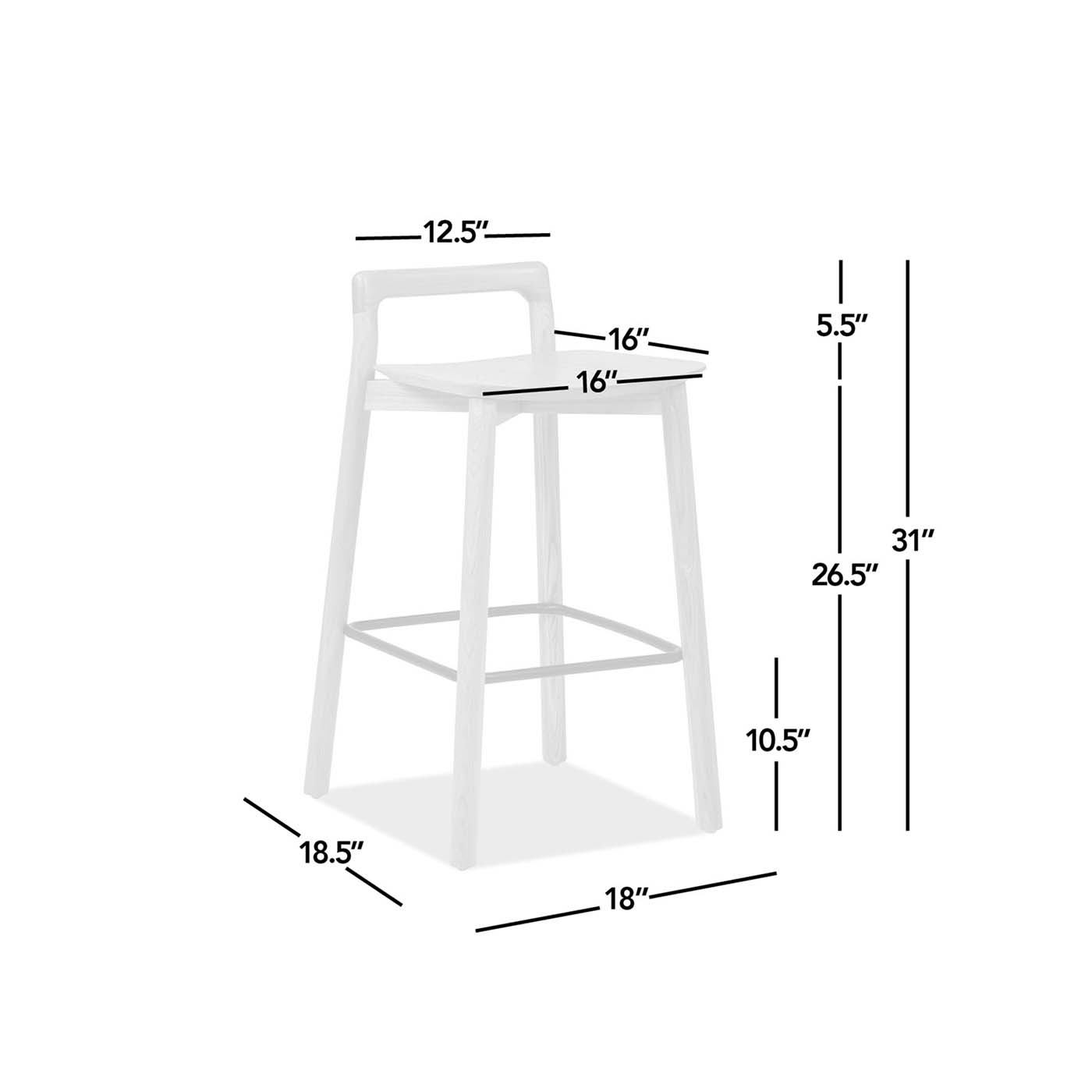 26.5" Low Back Counter Stool with Iron Footrest