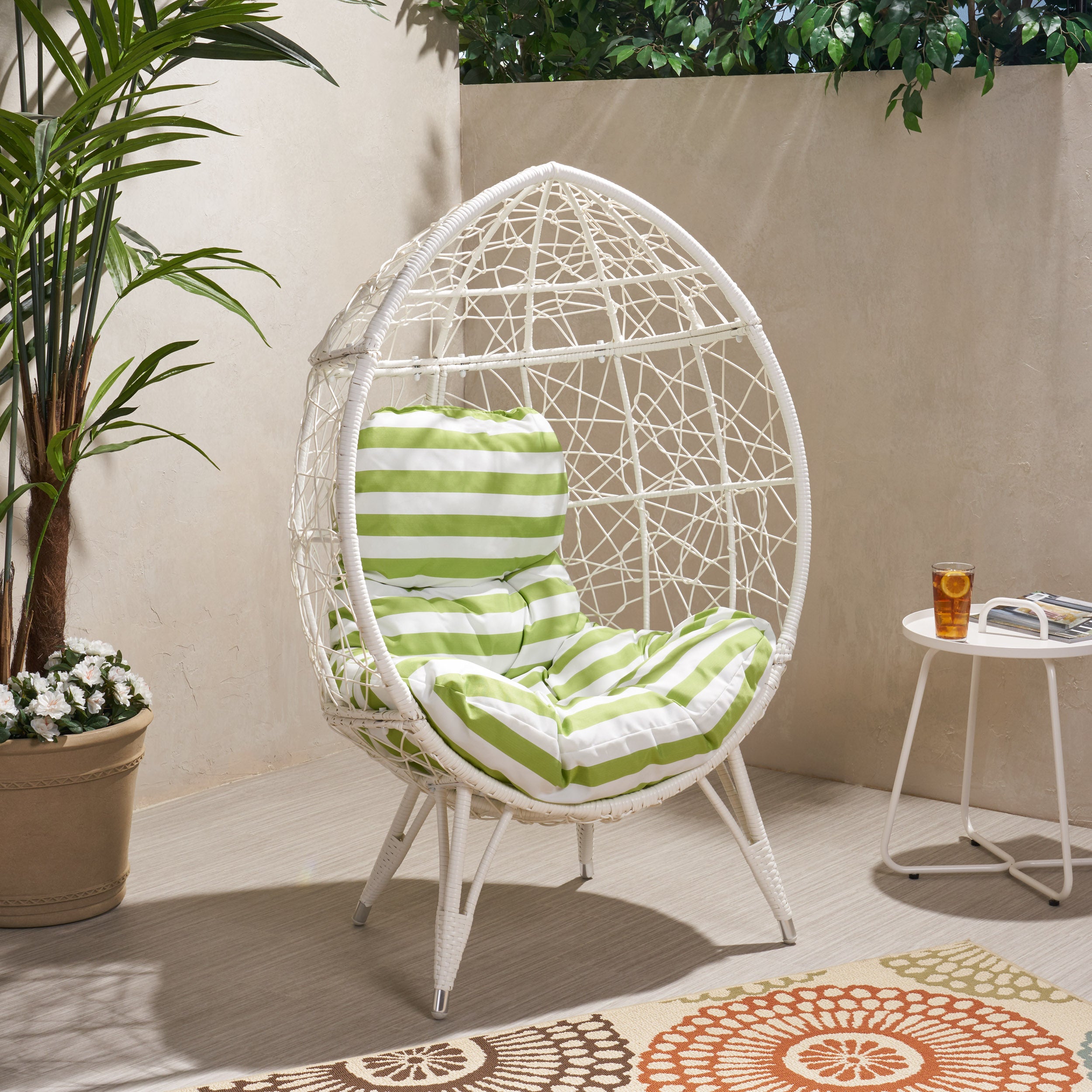 Outdoor Chair with Teardrop Shape and Mesh Design