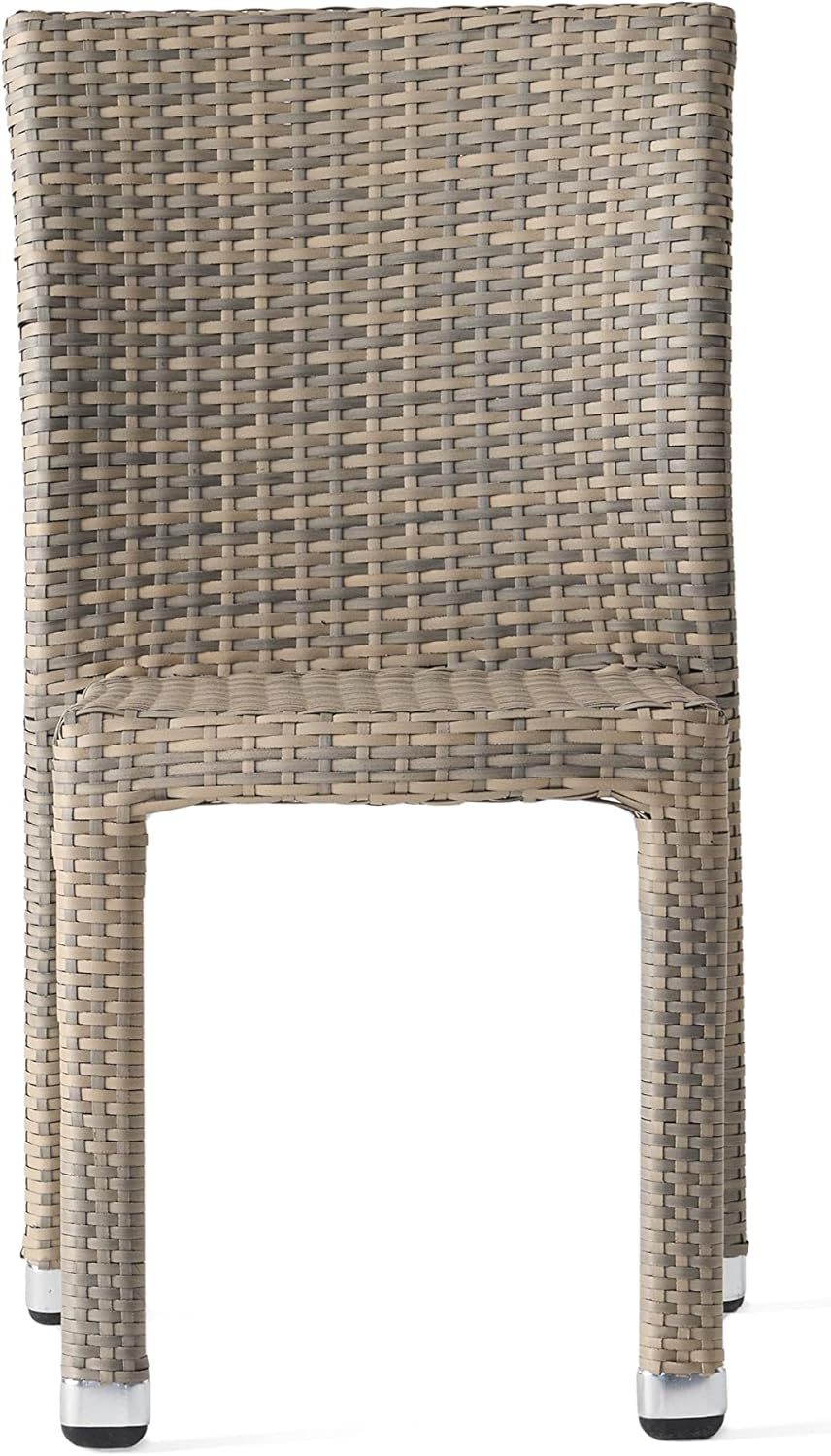 Larache Outdoor Aluminum Armless Rattan Dining Chairs, Set of 4
