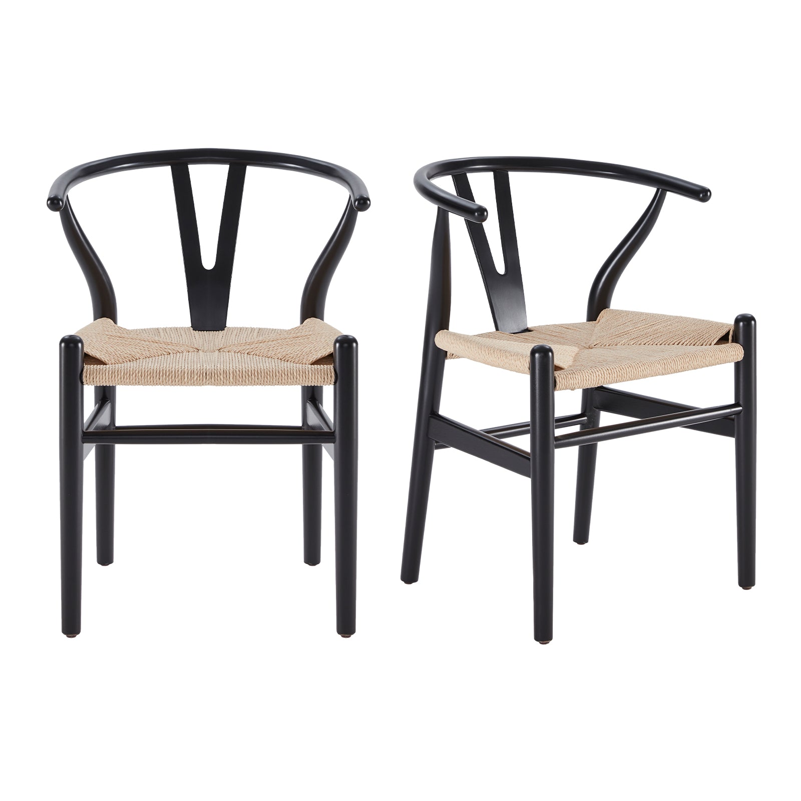 Wishbone Dining Chairs with Woven Seat, Set of 2