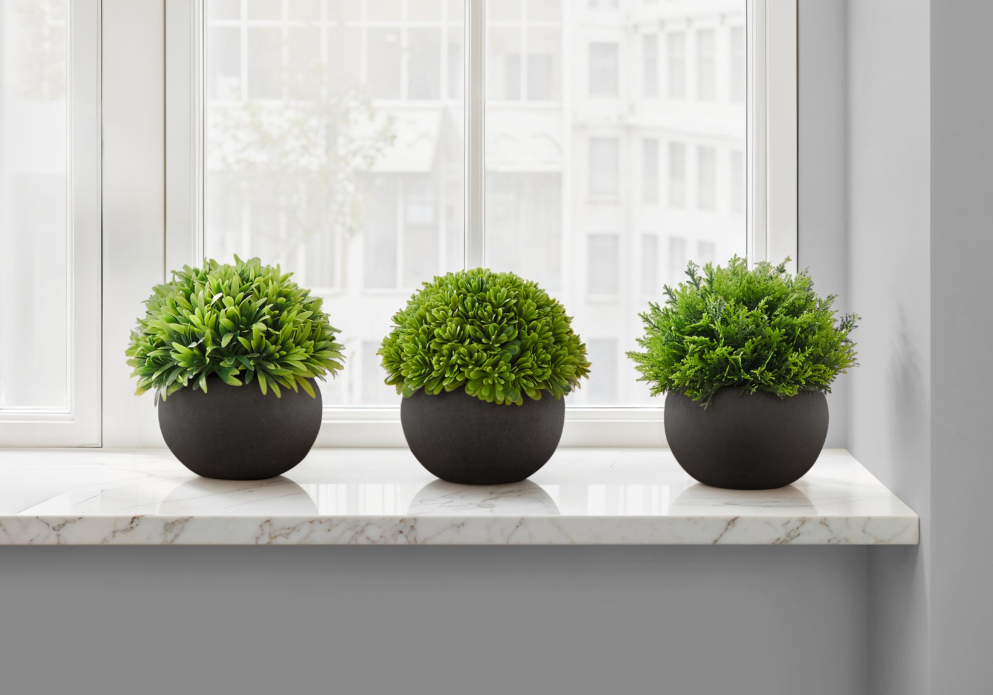5" Faux Potted Orbs, Set Of 3