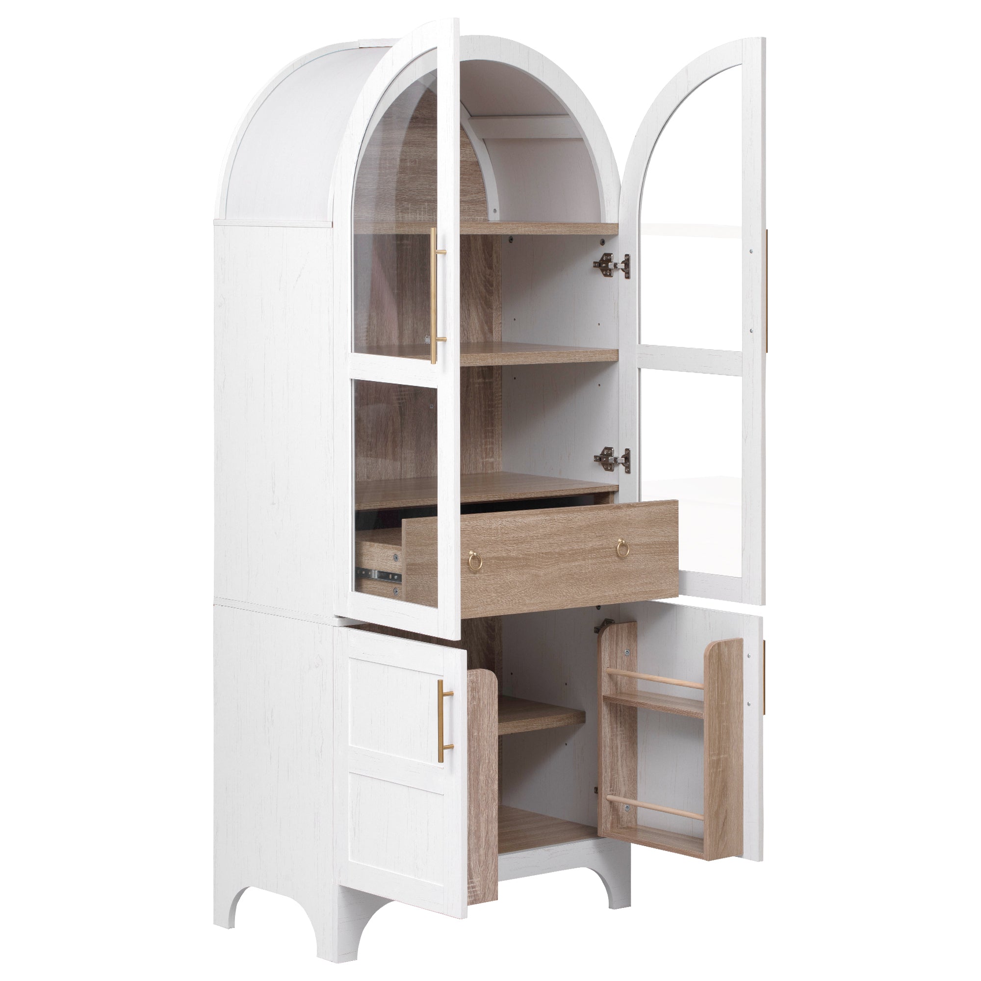 Farmhouse Kitchen Storage Cabinet with Open & Adjustable Shelves
