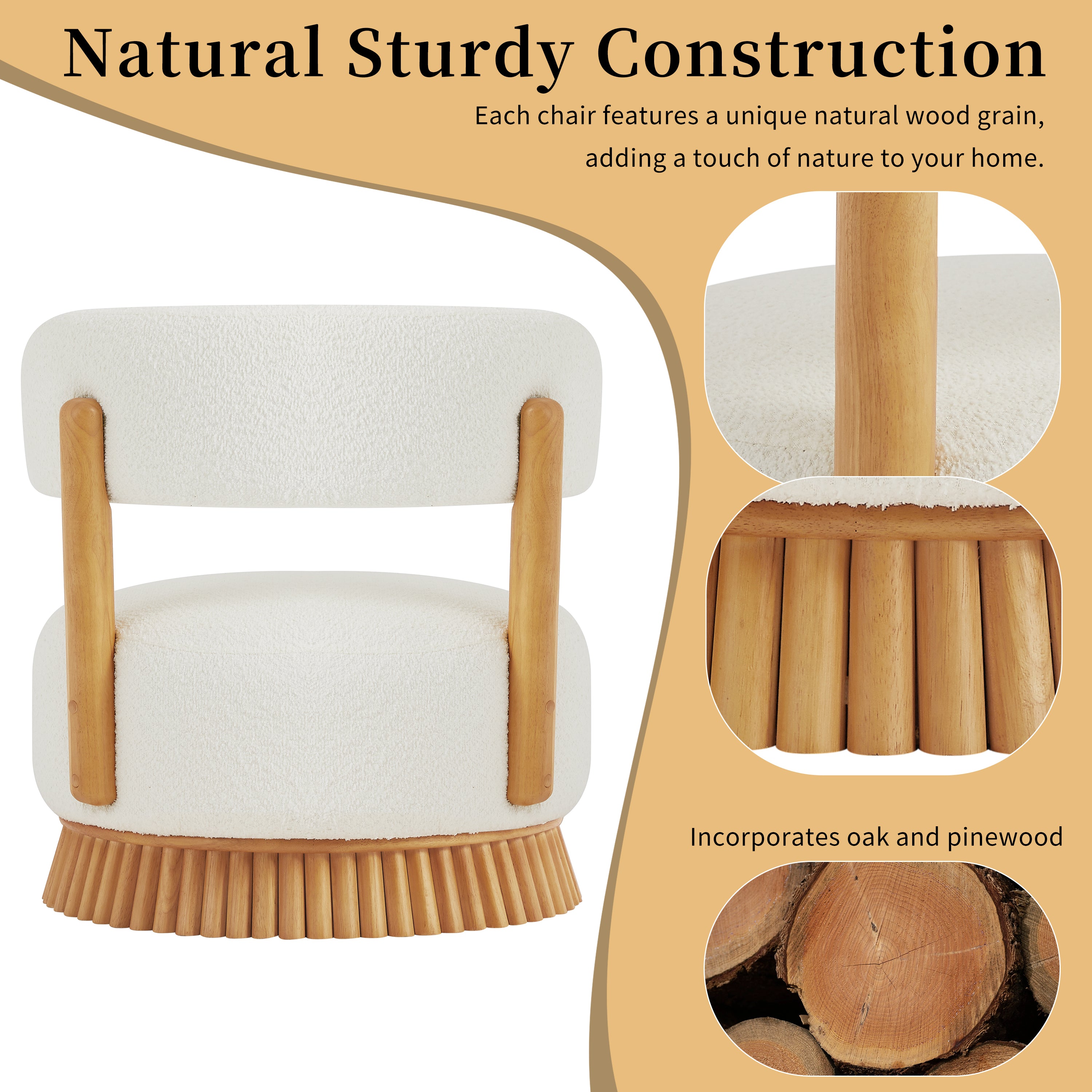 Modern Farmhouse Armless Accent Chair with Wooden Base