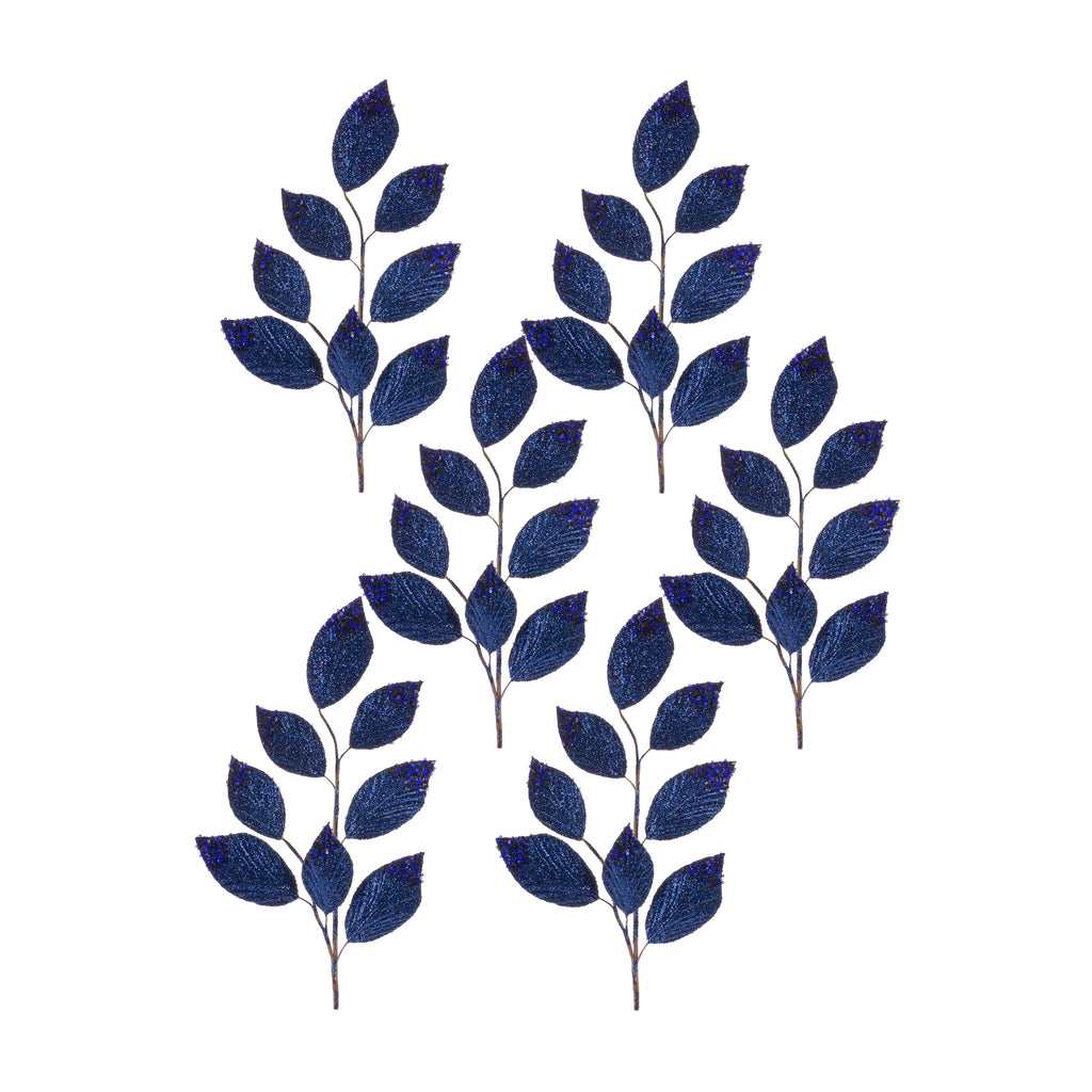 Navy-Magnolia-Leaf-Spray-with-Bead-Accent-(set-of-6)-Blue-Faux-Florals