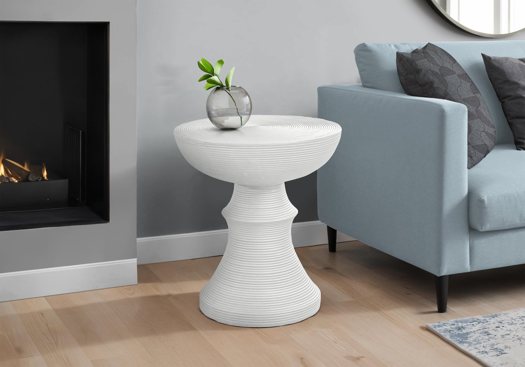 Modern Transitional Pedestal Indoor Outdoor Accent Table