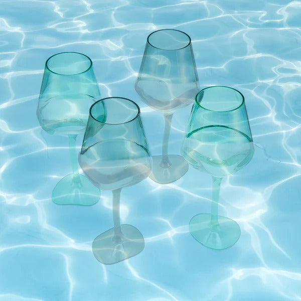 Saint Tropez Acrylic Stemmed Wine Glassware, Set of 2 Blue
