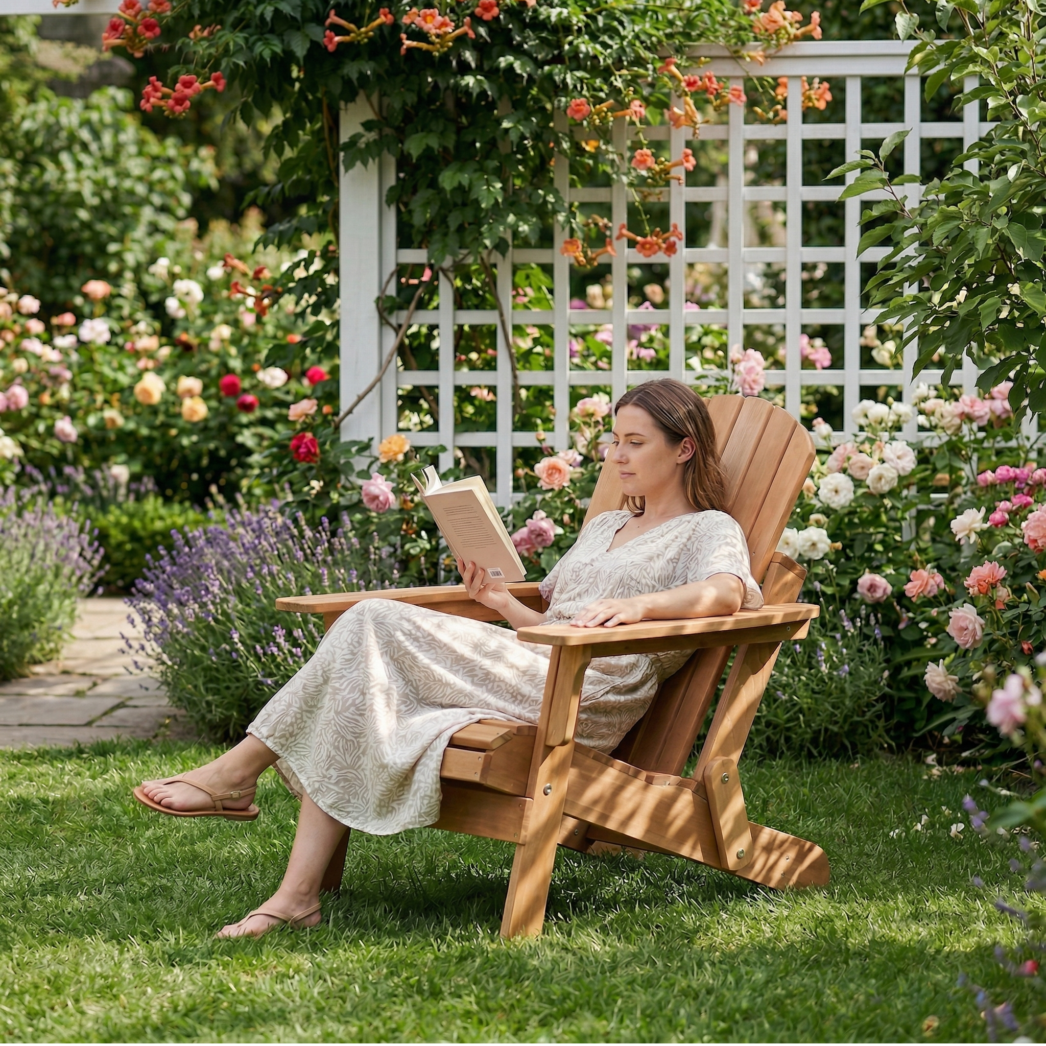 Oversized Wooden Outdoor Folding Adirondack Chair