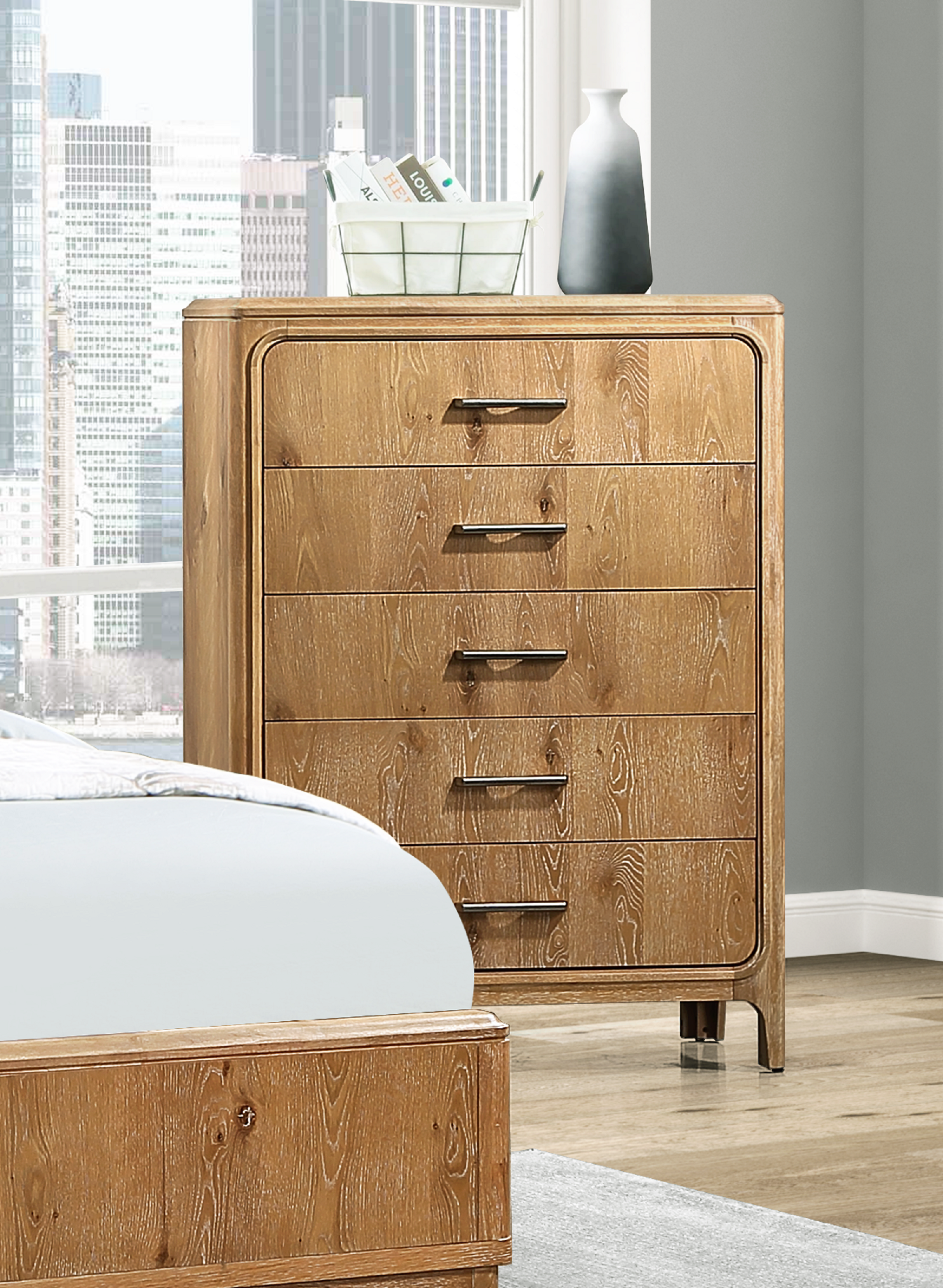 Velora Natural Wood Finish 5-Drawer Chest/Dresser