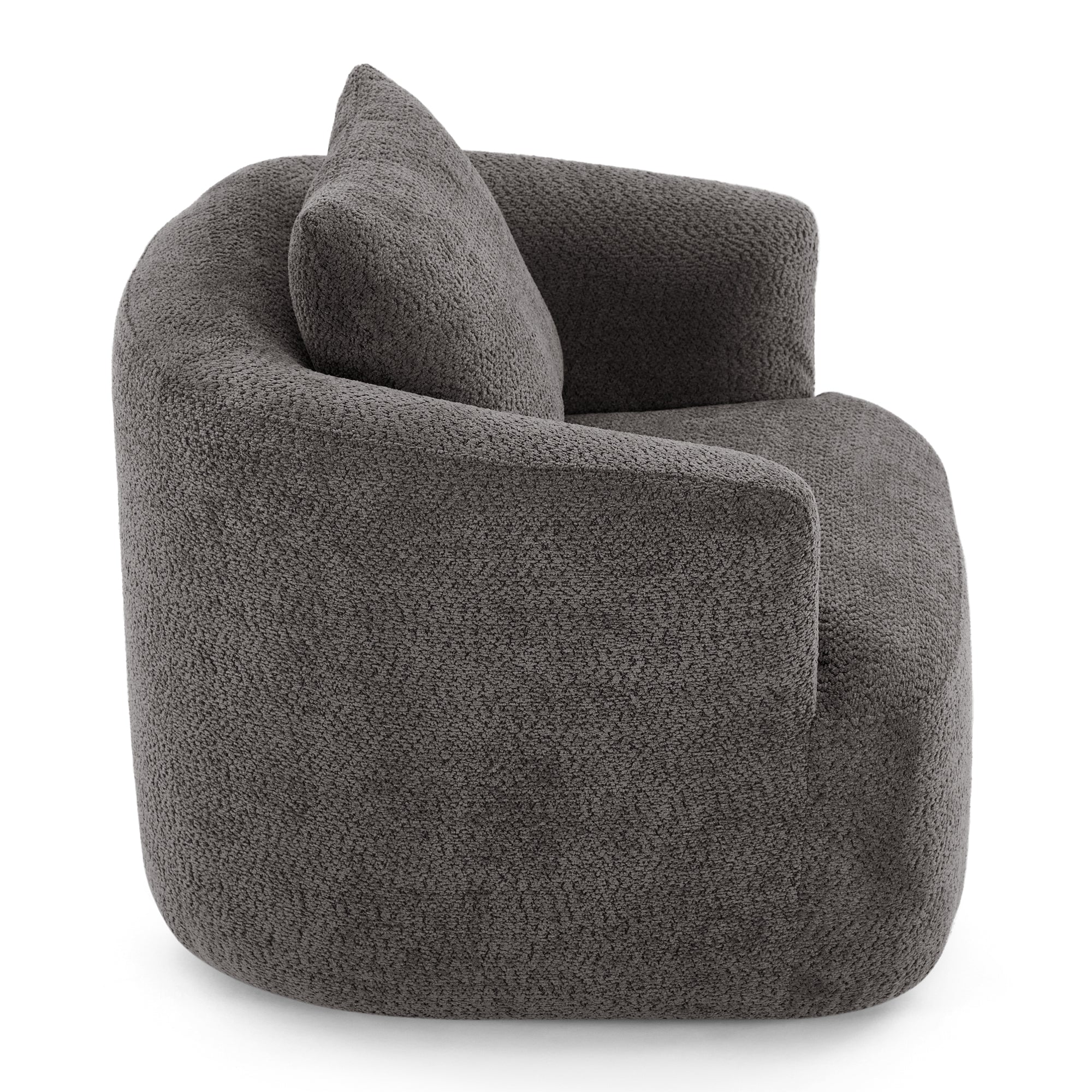 360° Swivel Barrel Chenille Upholstered Accent Chair with Throw Pillow