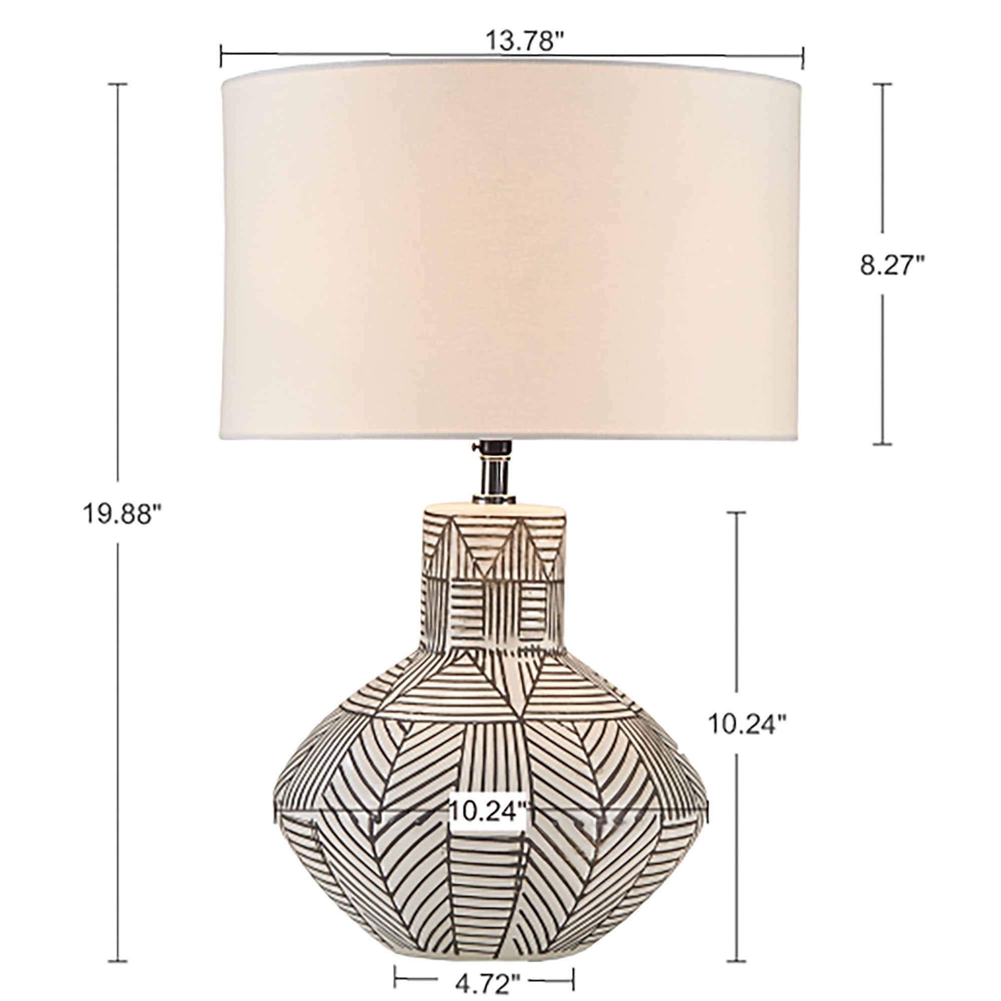 Ceramic Table Lamp with Geometric Stripe Pattern