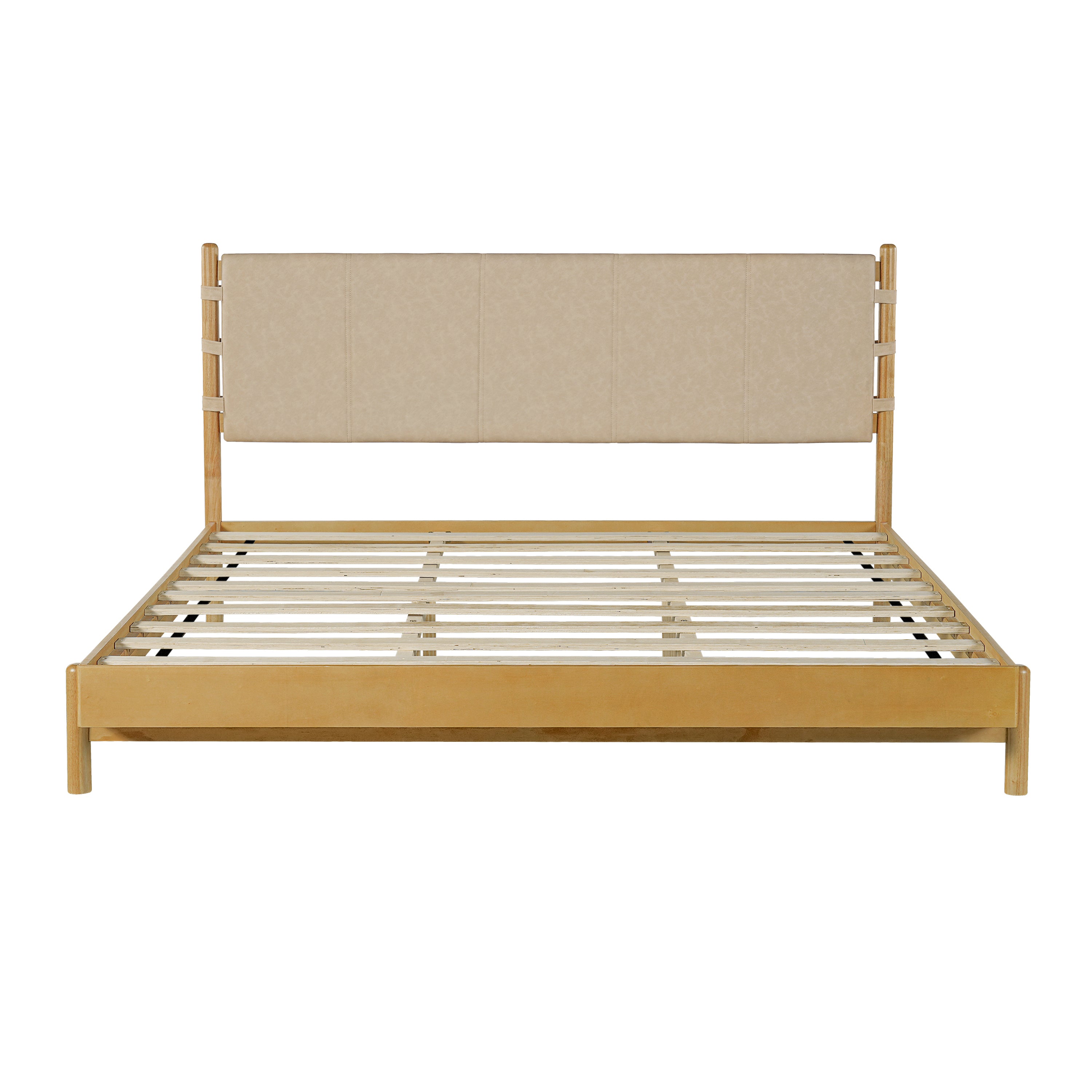 Premium Rubber Wood Platform Bed Frame with Headboard