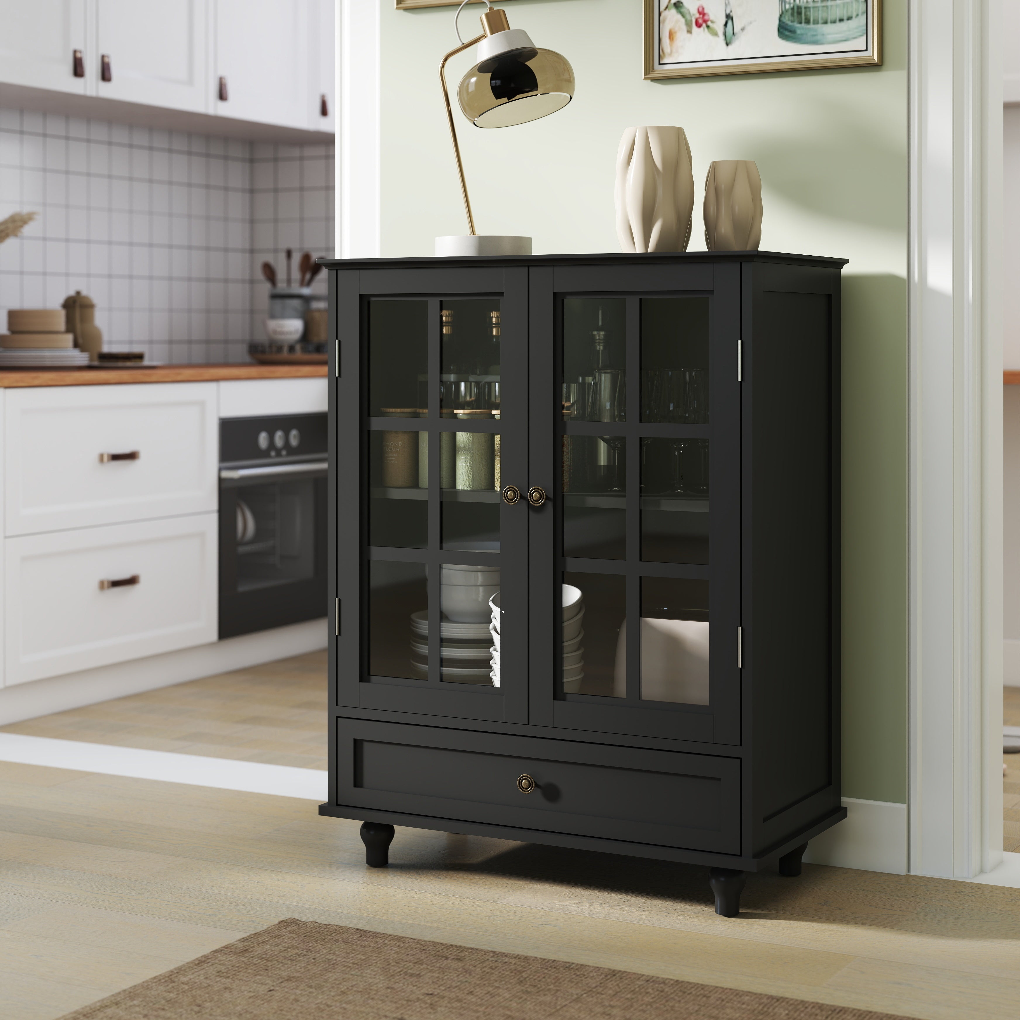 Double Glass Door Accent Cabinet