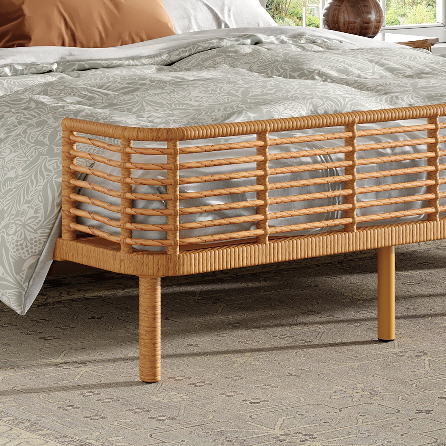Wingback Rattan Bed