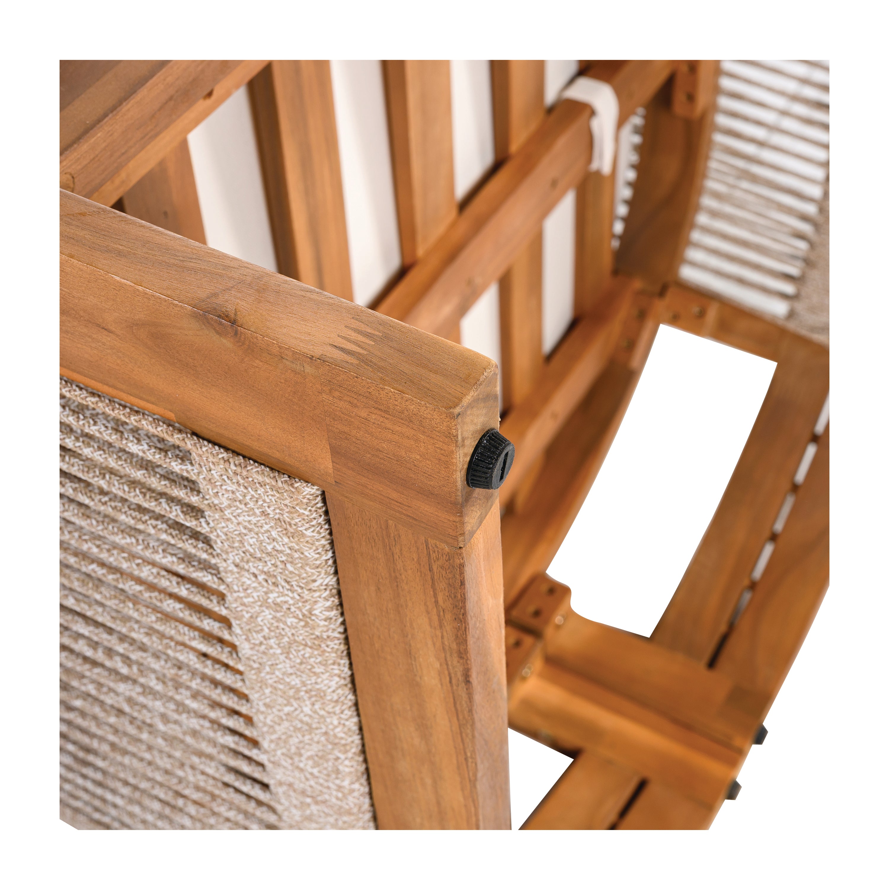Sundara Acacia Wood Outdoor Club Chair with Handwoven Rope Accents