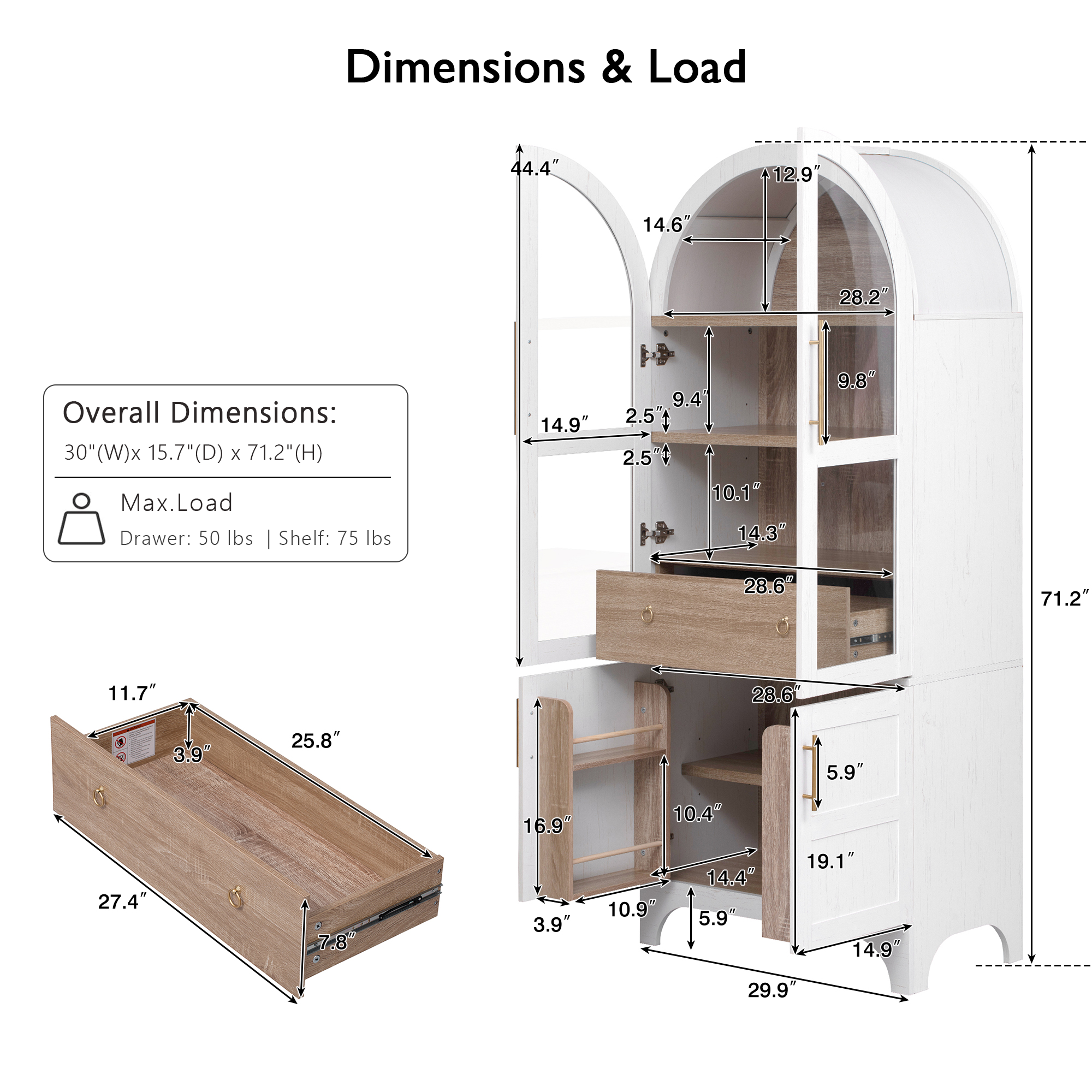 Farmhouse Kitchen Storage Cabinet with Open & Adjustable Shelves