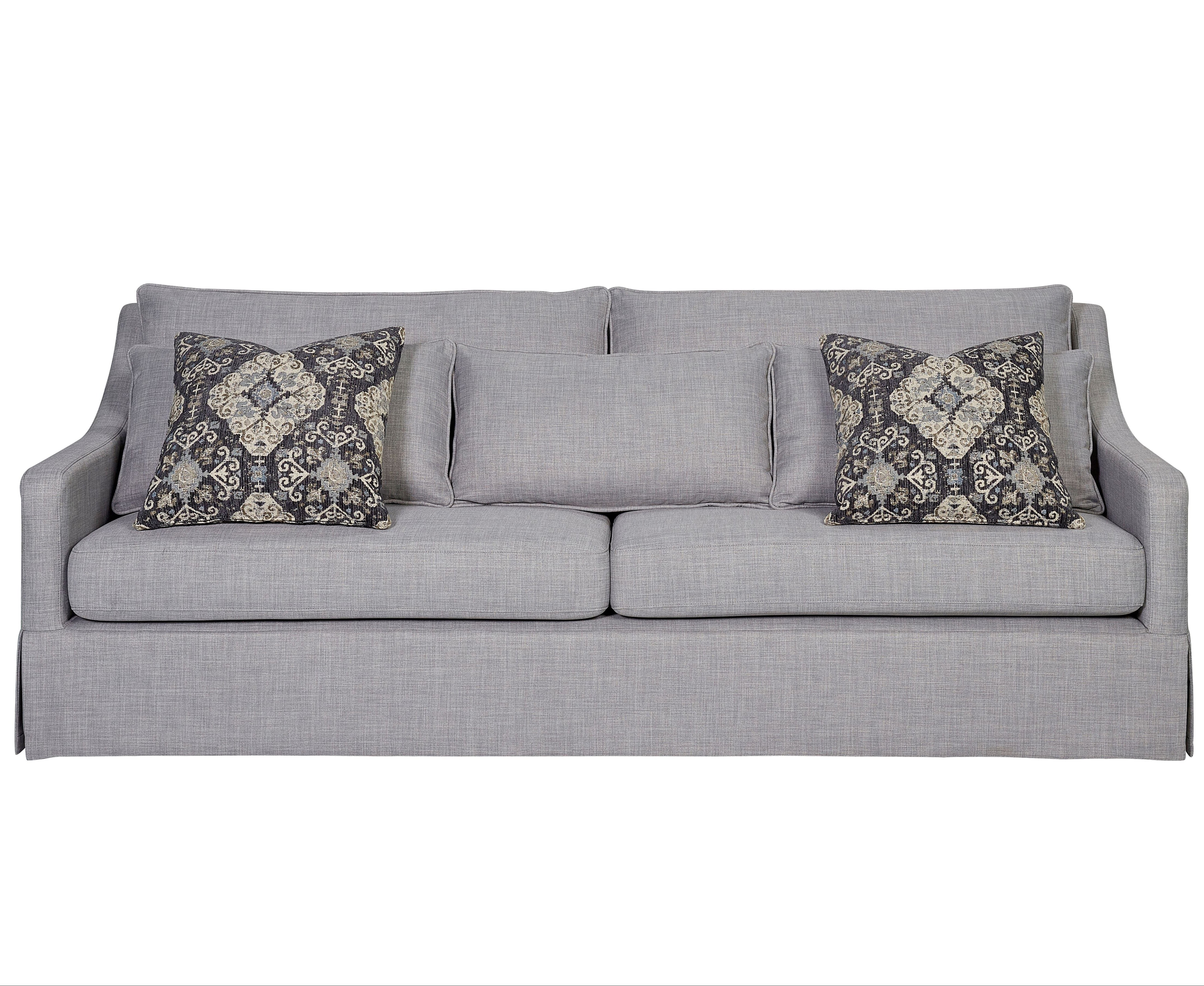Sofa with Skirt and Reversable Cushions and 2 Pillows