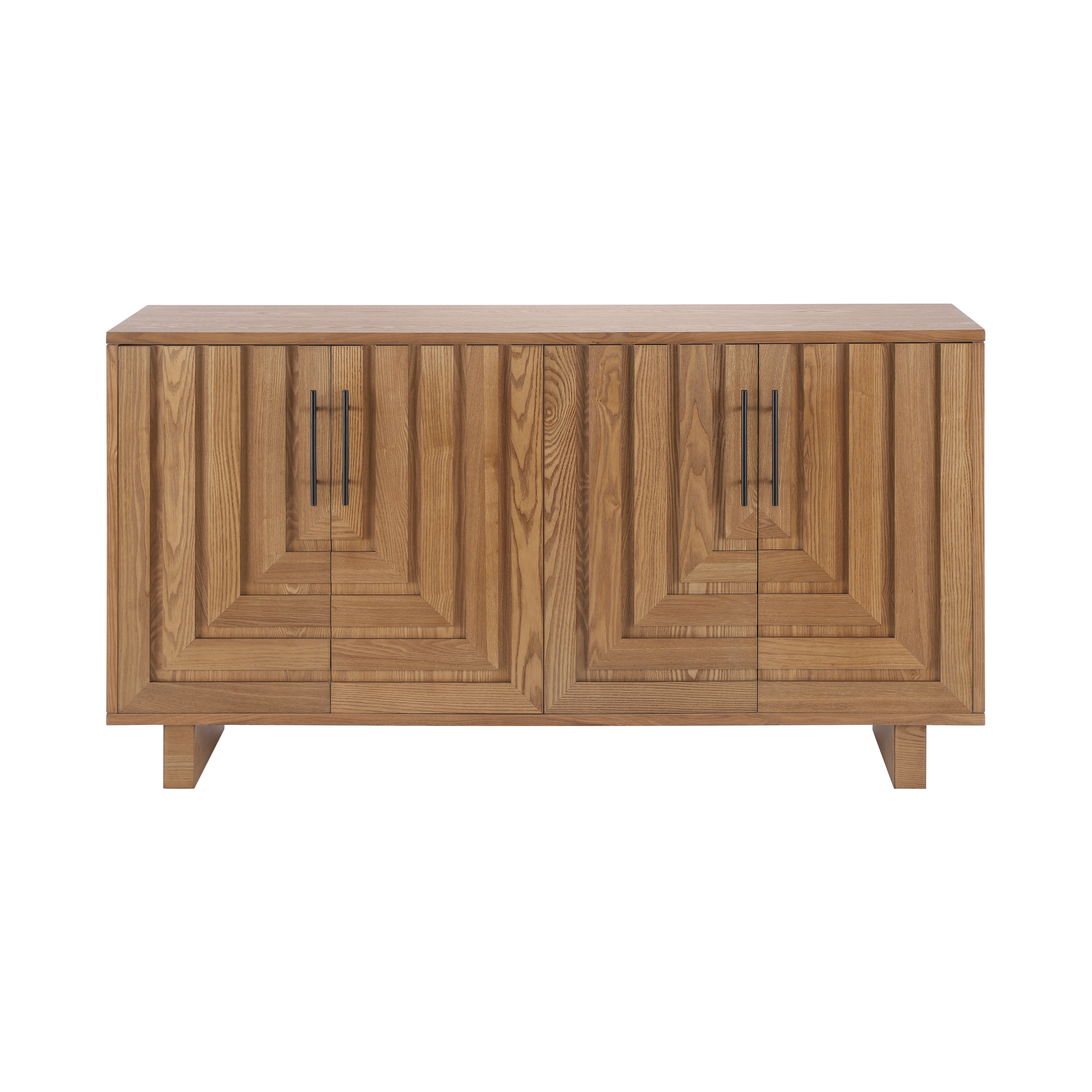 Modern Sideboard Storage Cabinet with 4 Doors & Metal Handles