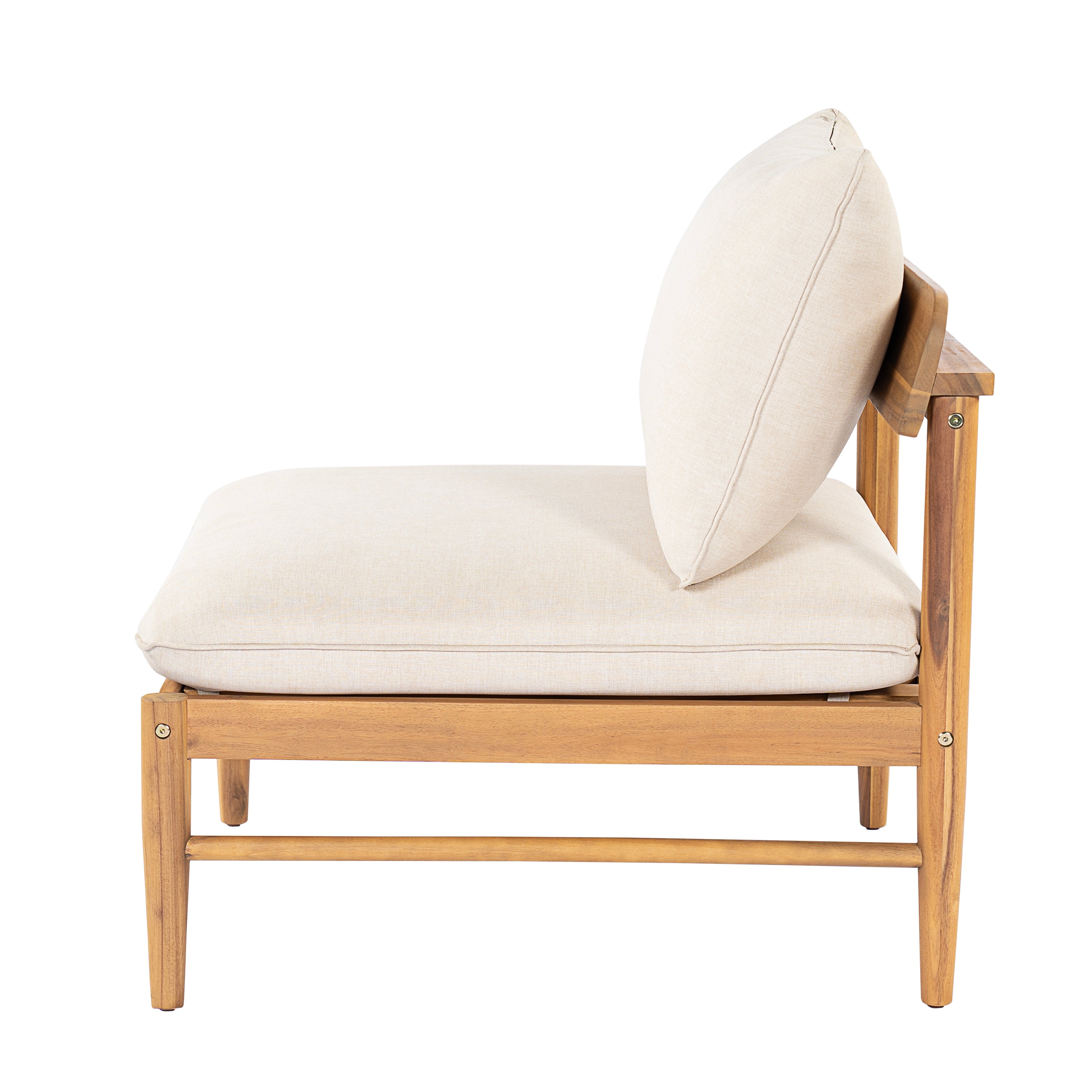 Terassi Outdoor Acacia Wood 4 Seater Sofa, Light Teak Finish with Beige Cushion