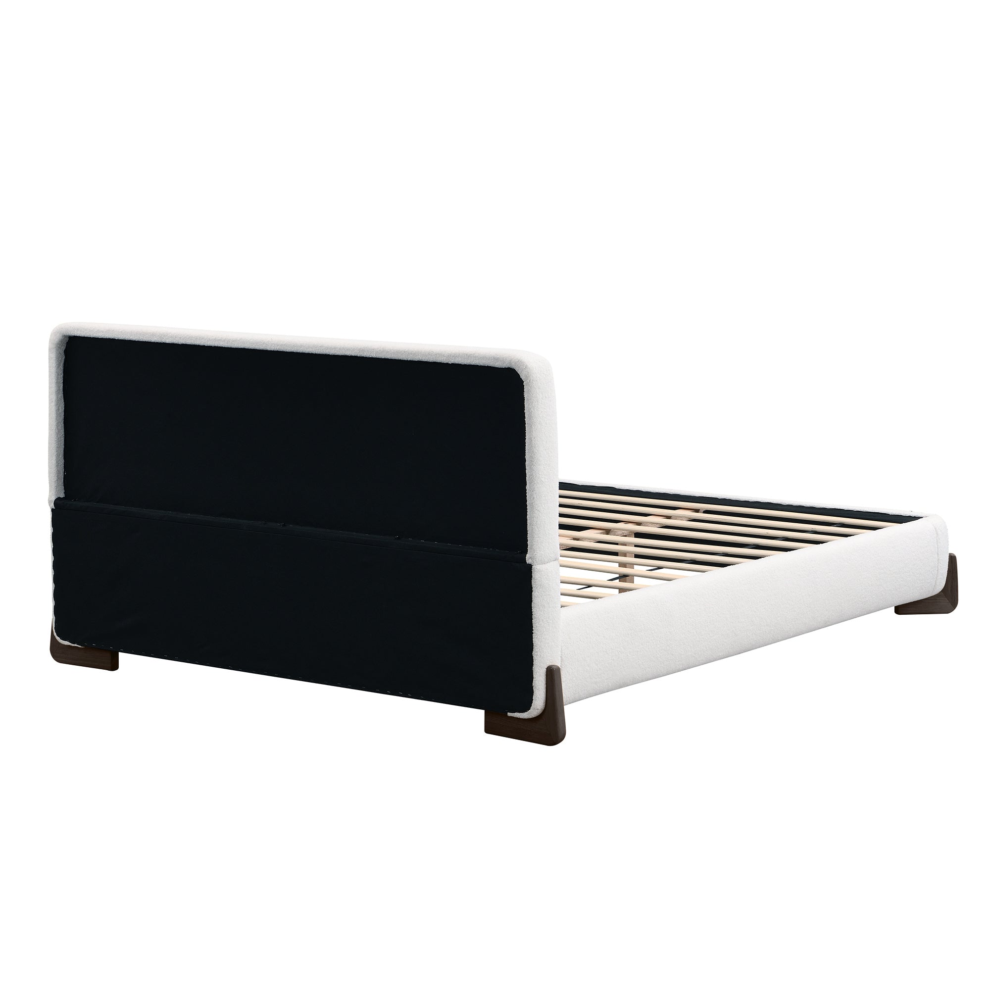 Elegant Boucle Upholstered Bed with Accent Feet