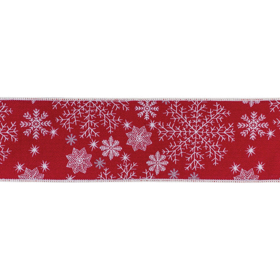 4" Red Snowflake Polyester Ribbon
