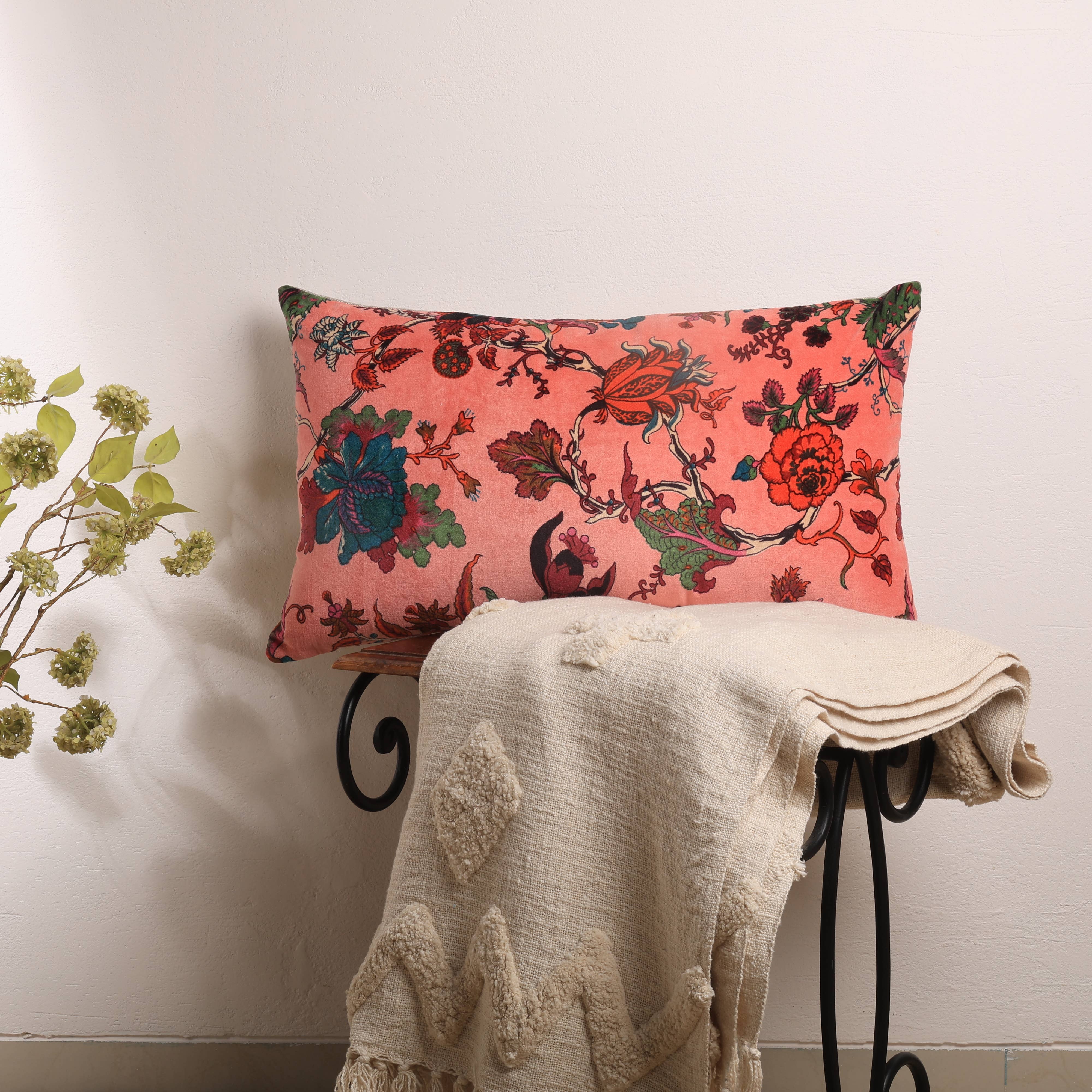 Velvet Eden Floral Pillow
