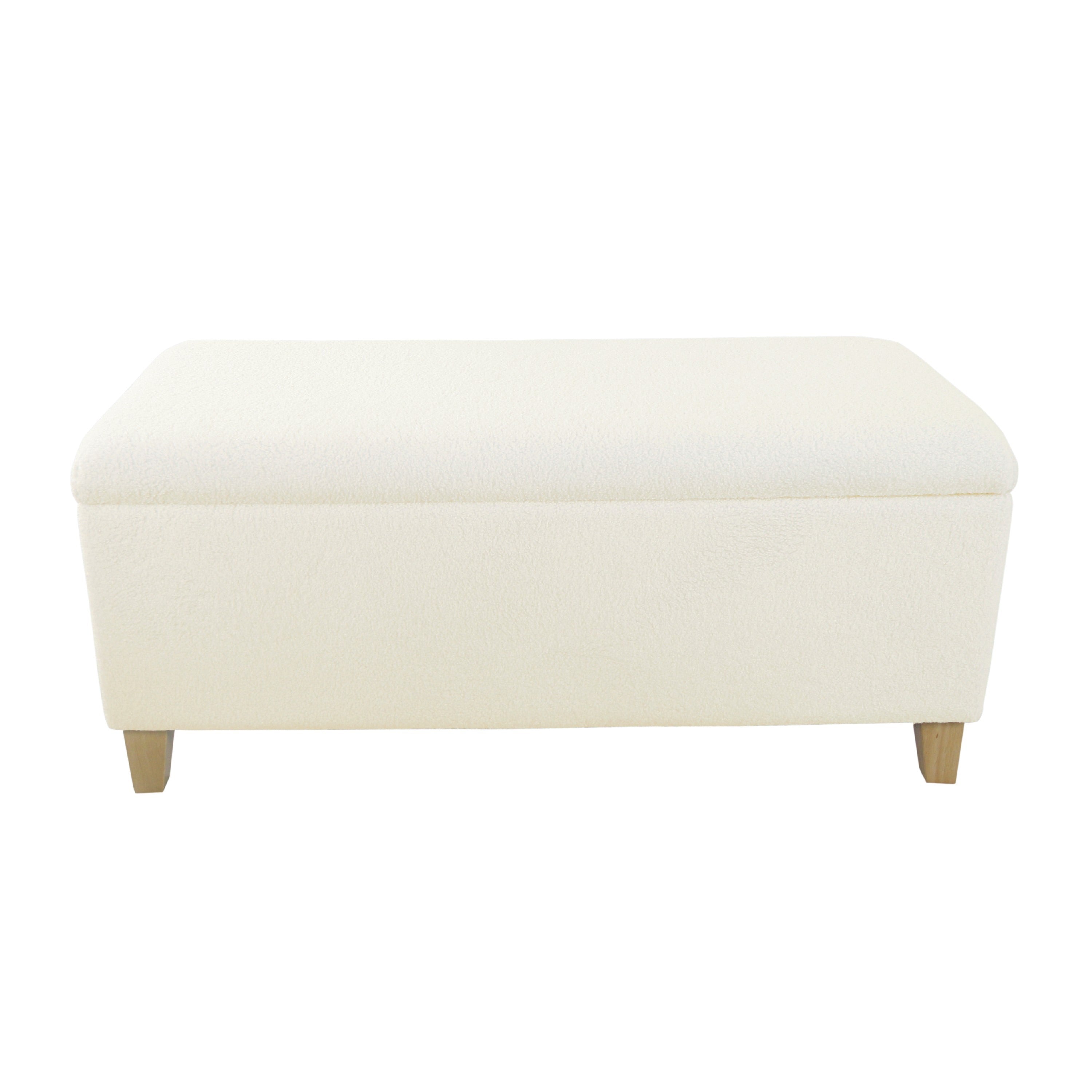 Liv Cream Sherpa Storage Bench Ottoman