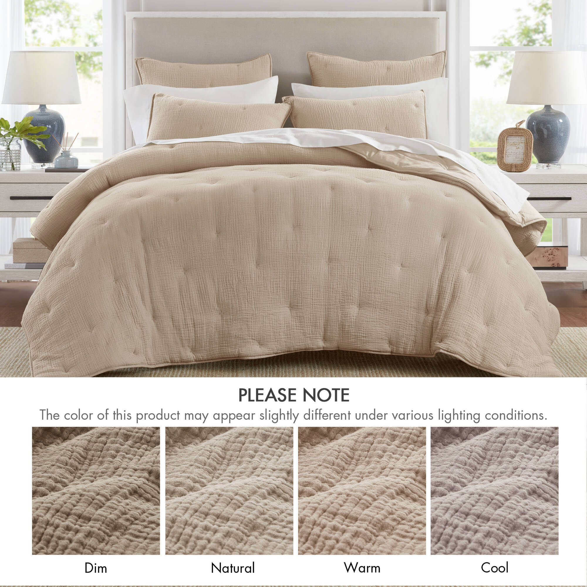 3 Piece Cotton Gauze Embroidered Quilt Set