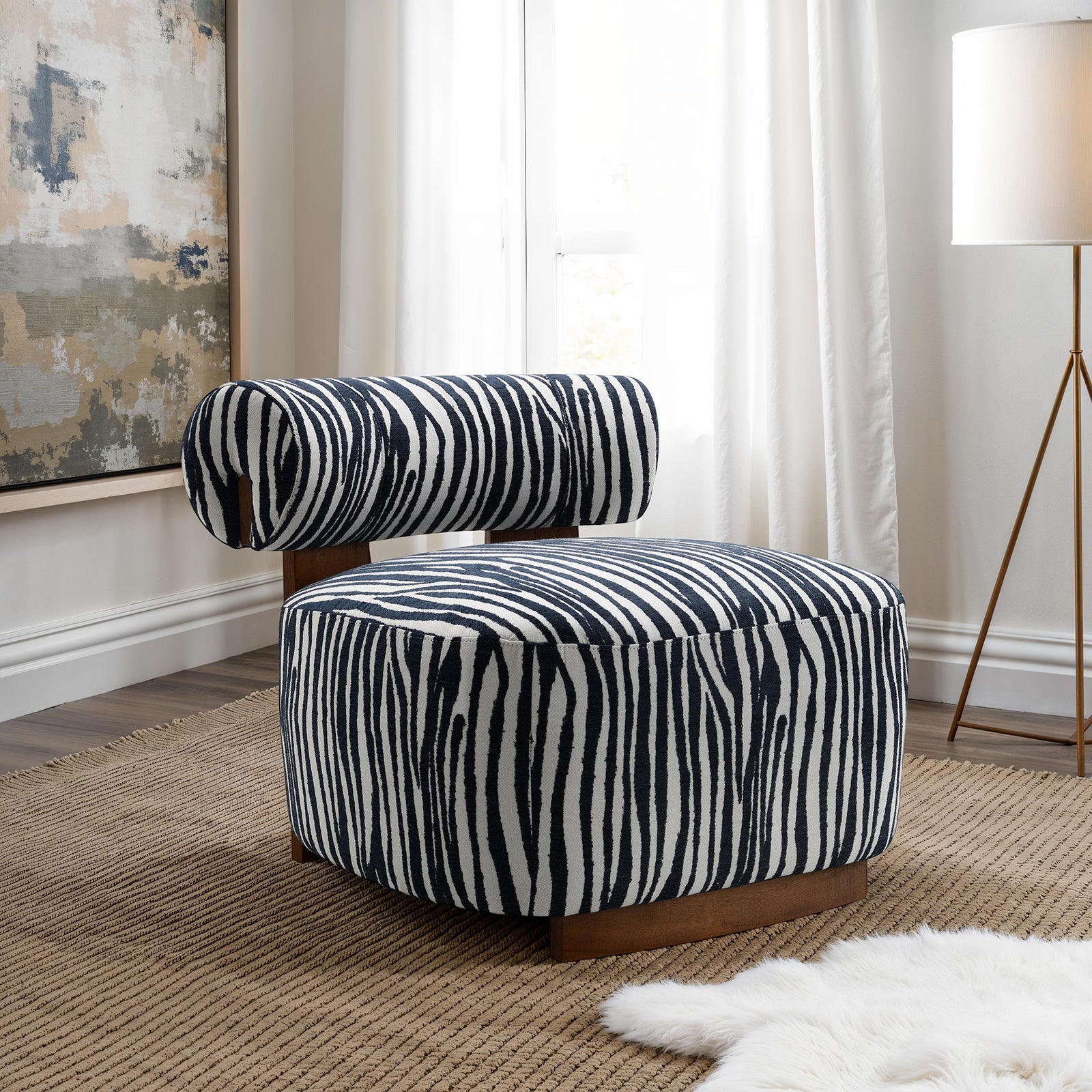 Avril Modern Zebra Stripe Accent Chair