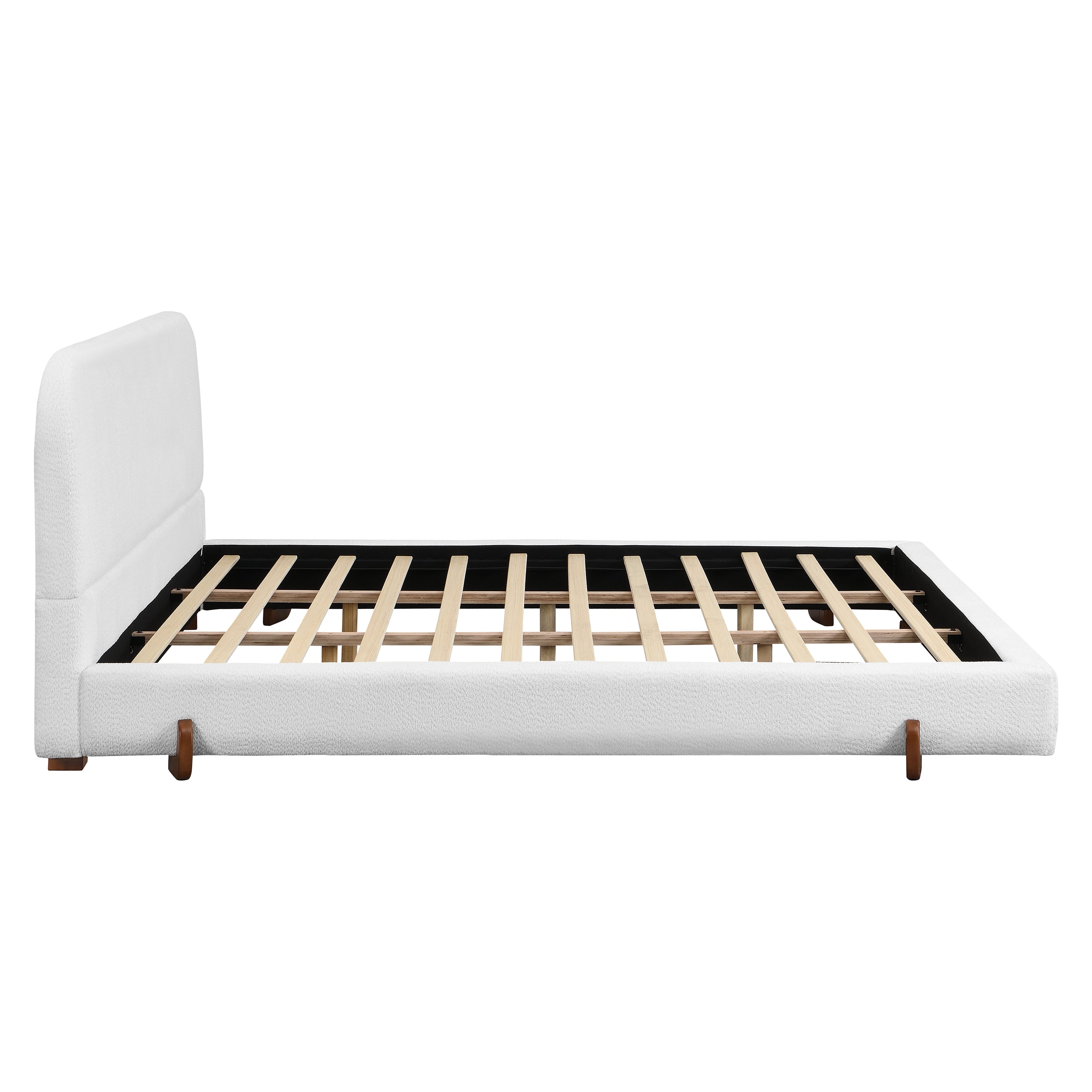 Fabric and Solid Wood Legs Upholstered Bed Frame