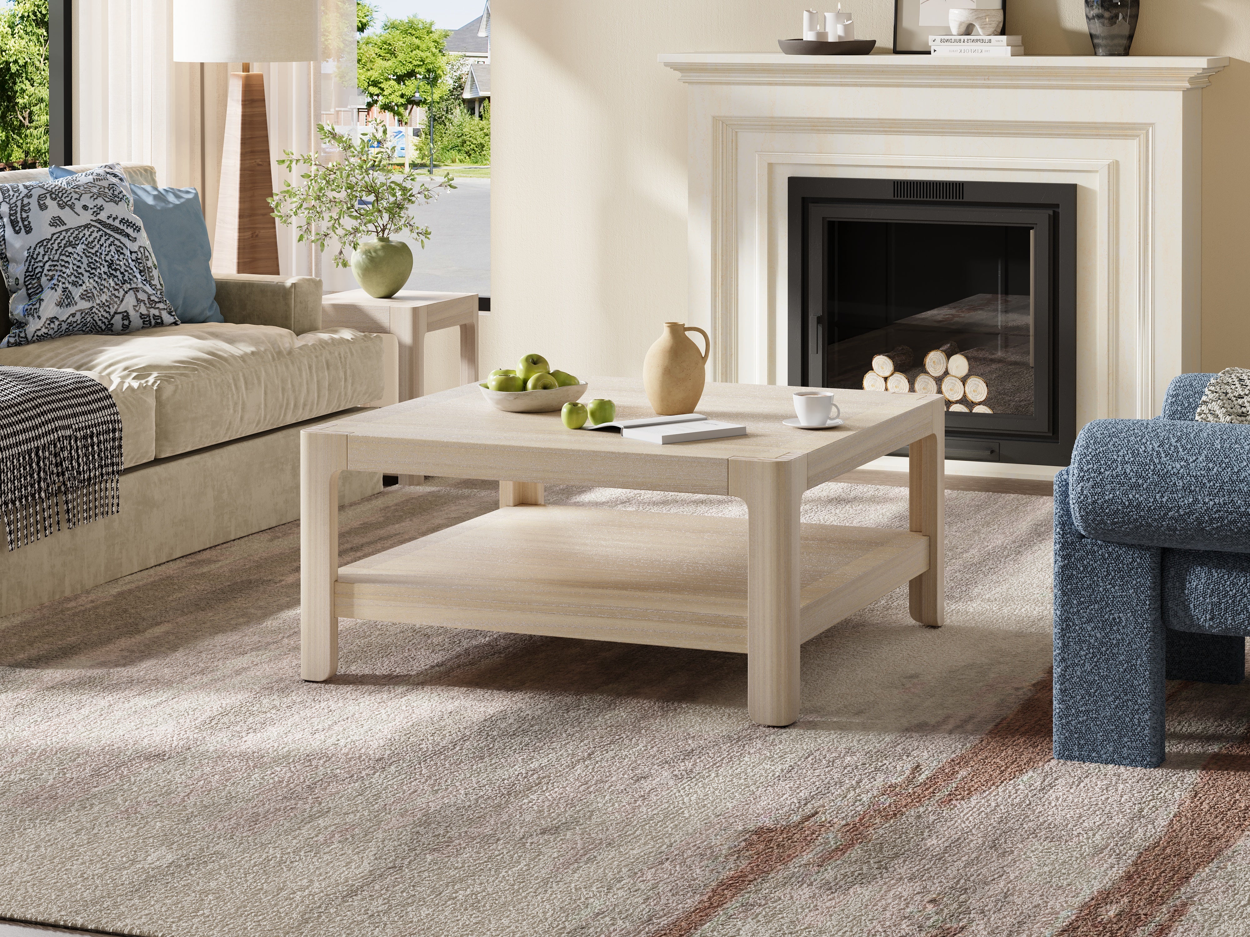 Modern Farmhouse Coffee Table with Soft Rounded Profile
