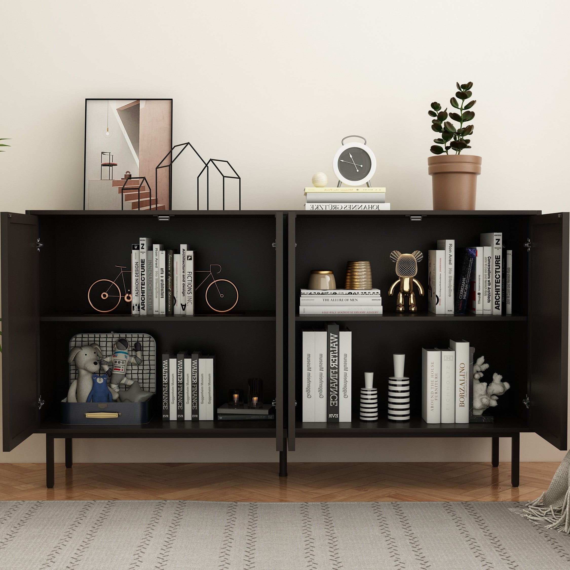 Modern Black Wood Sideboard