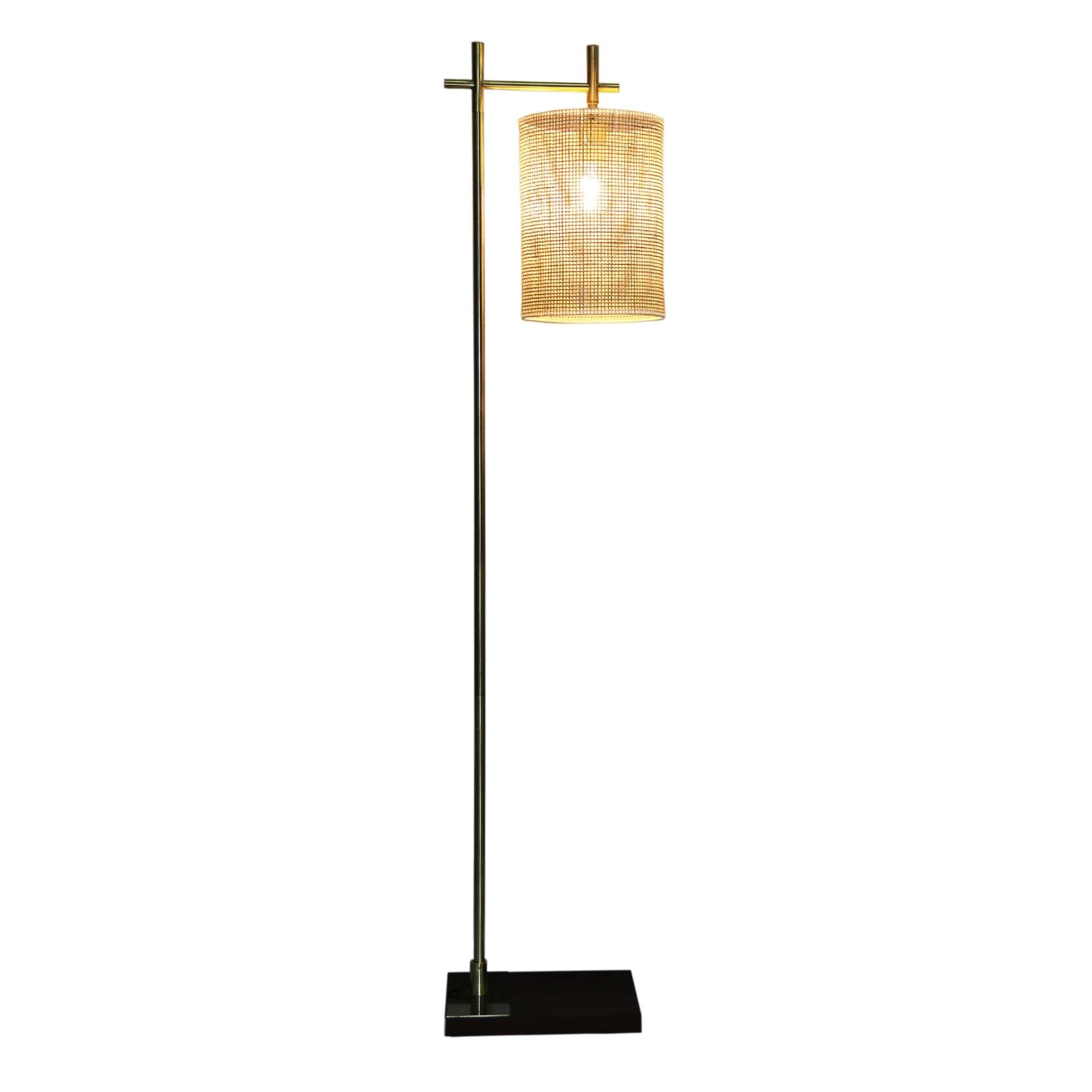 Brizo Tall Corner Floor Lamp with Bamboo Lampshade