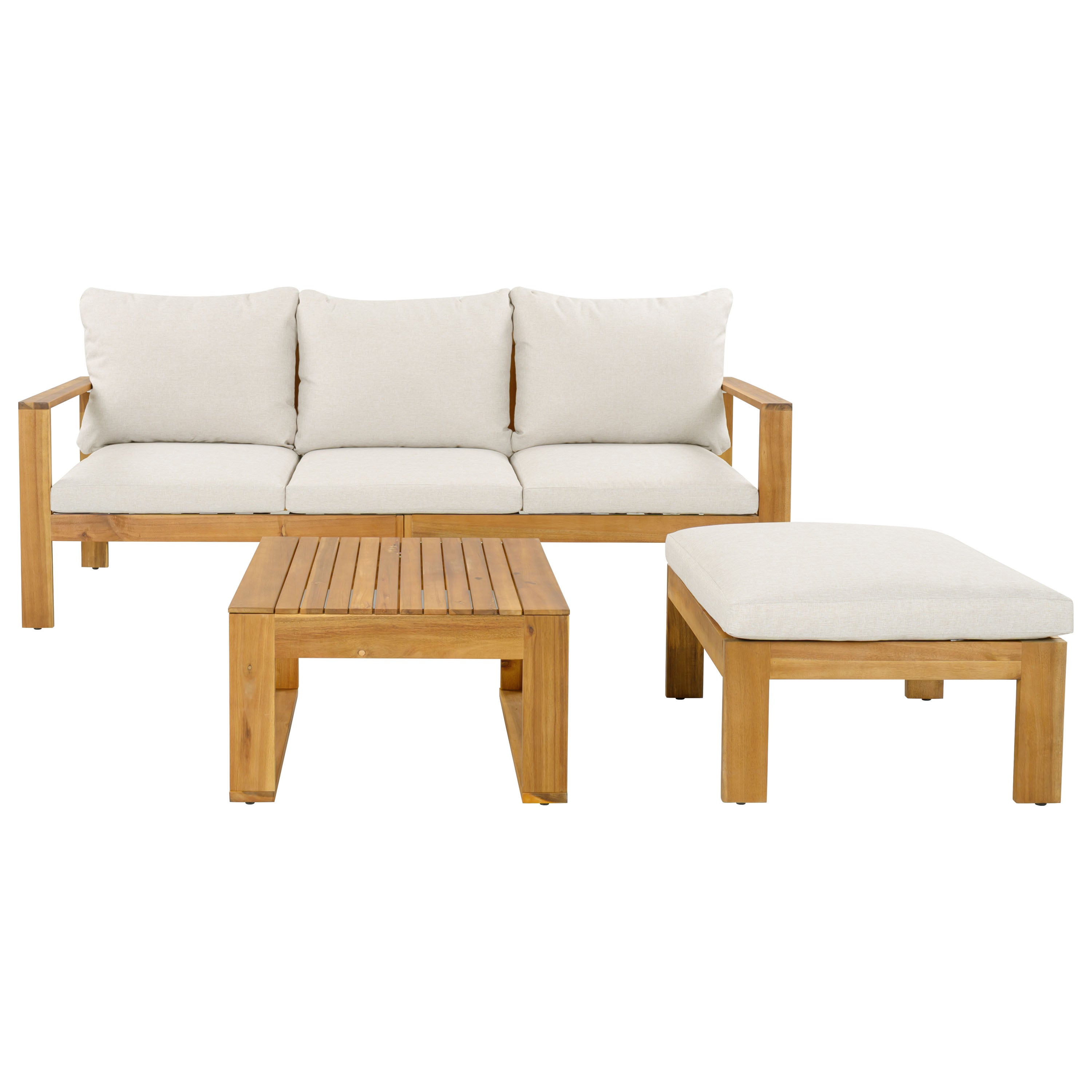 Outdoor 3 Piece Acacia Sectional Patio Sofa Set