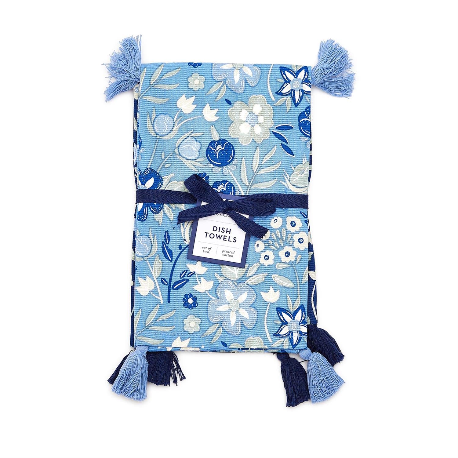 Blue Floral Dish Towels, Set of 2